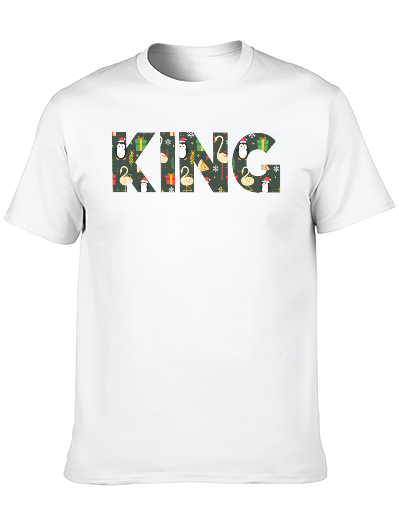 Festive KING Holiday Pattern Black T-Shirt