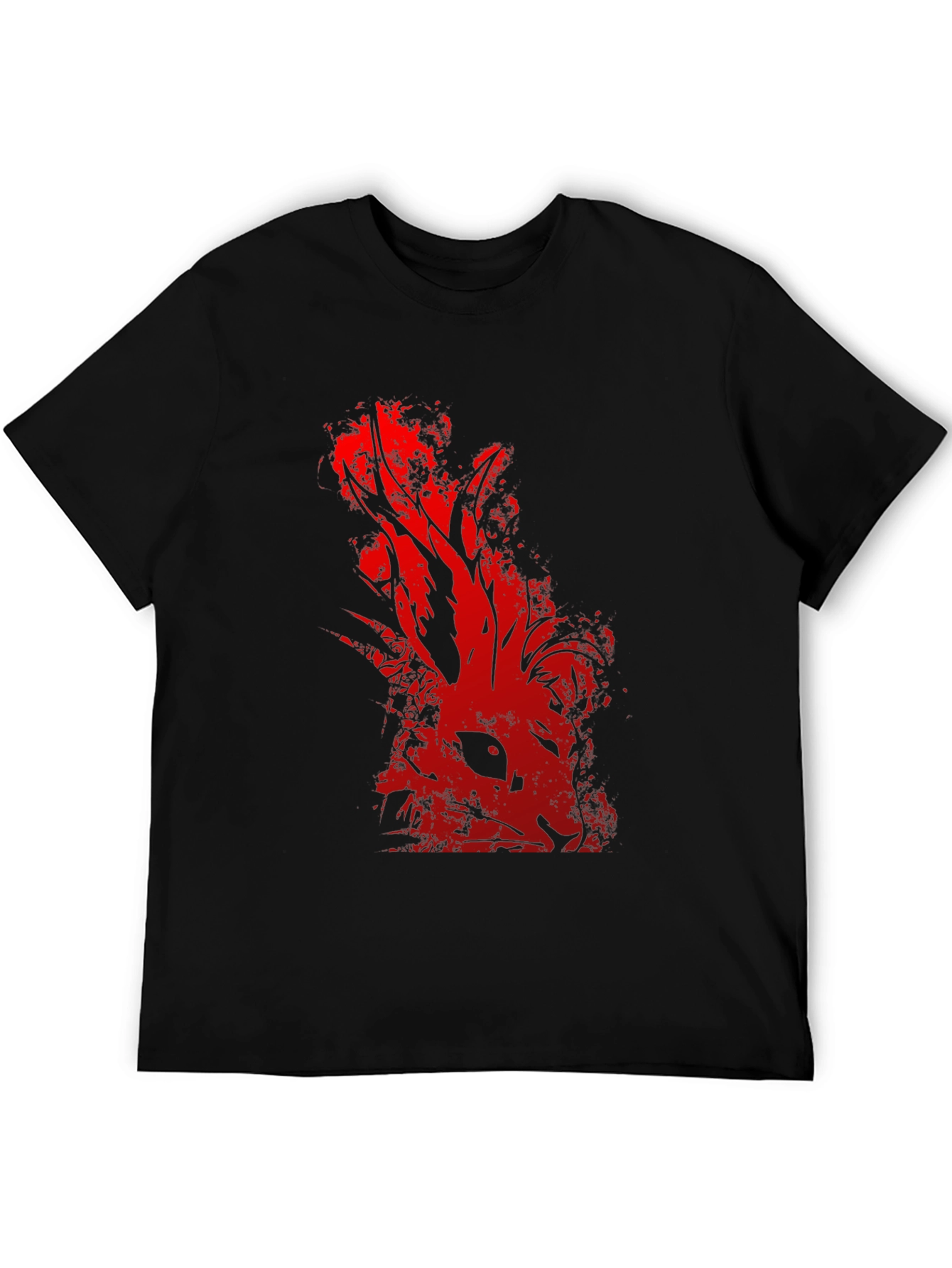 Red Rabbit Graphic Black T-Shirt