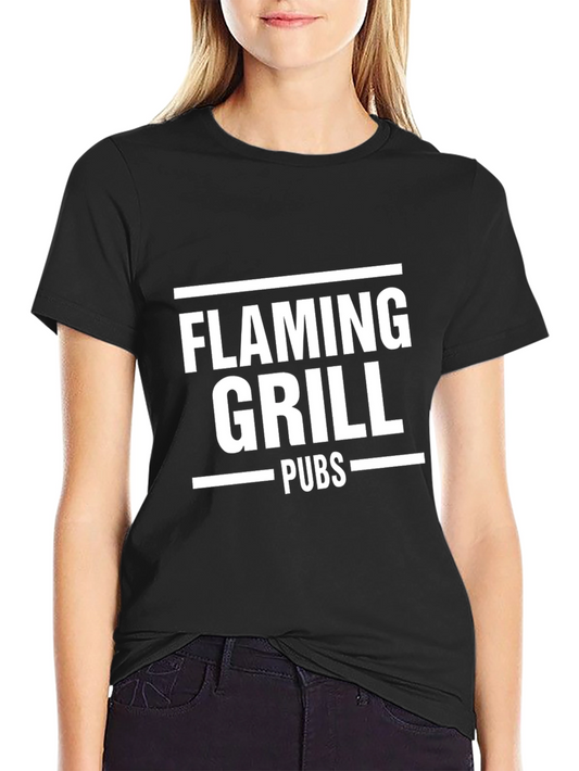 Flaming Grill Pubs T-Shirt - Black Graphic Tee