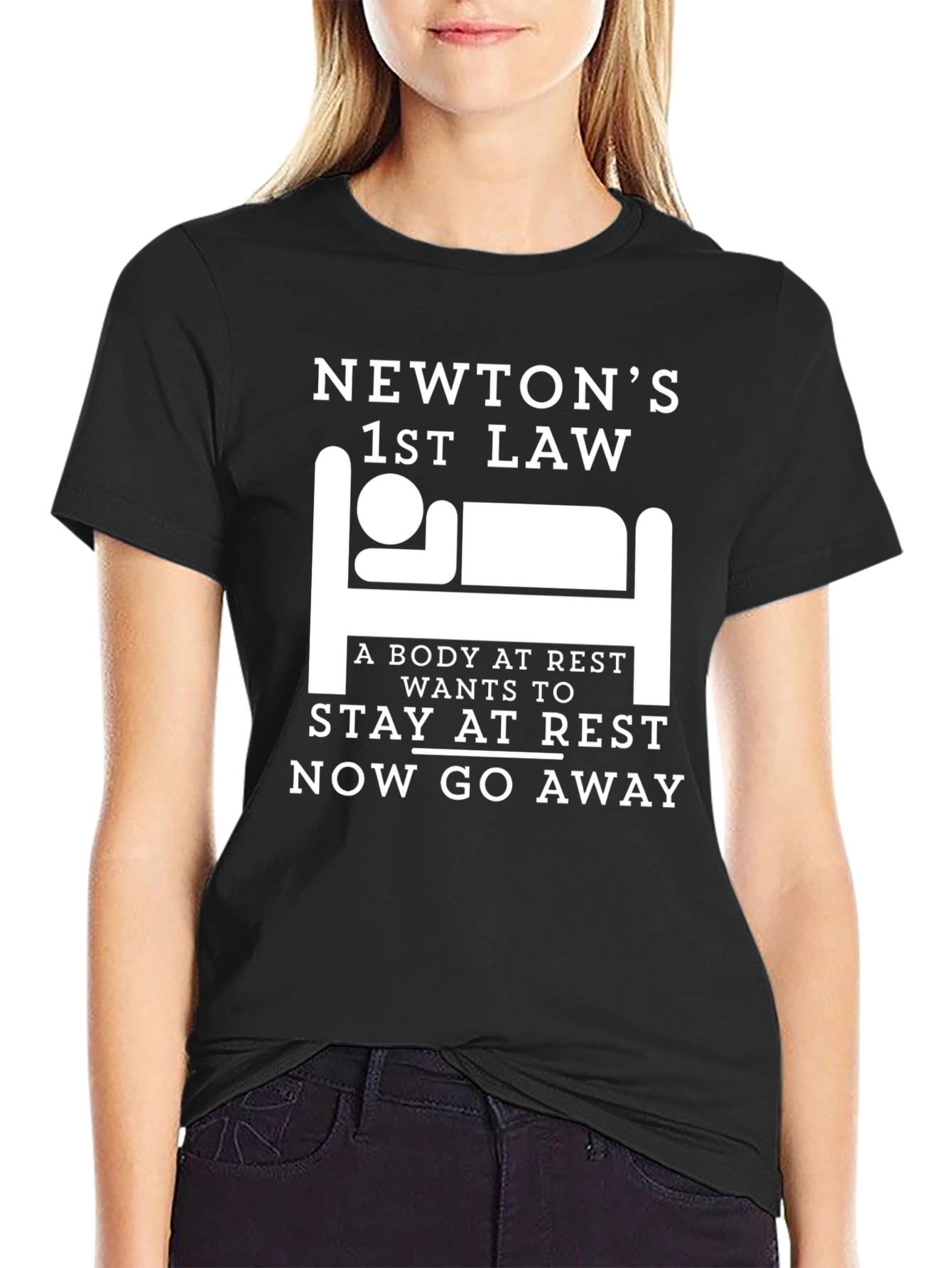 Newtons 1st Law Black T-Shirt - Funny Science Tee