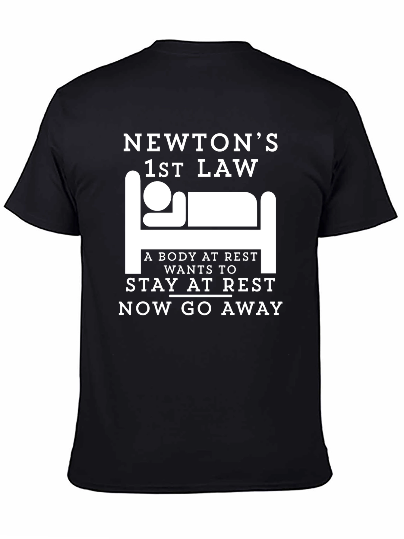 Newtons 1st Law Black T-Shirt - Funny Science Tee