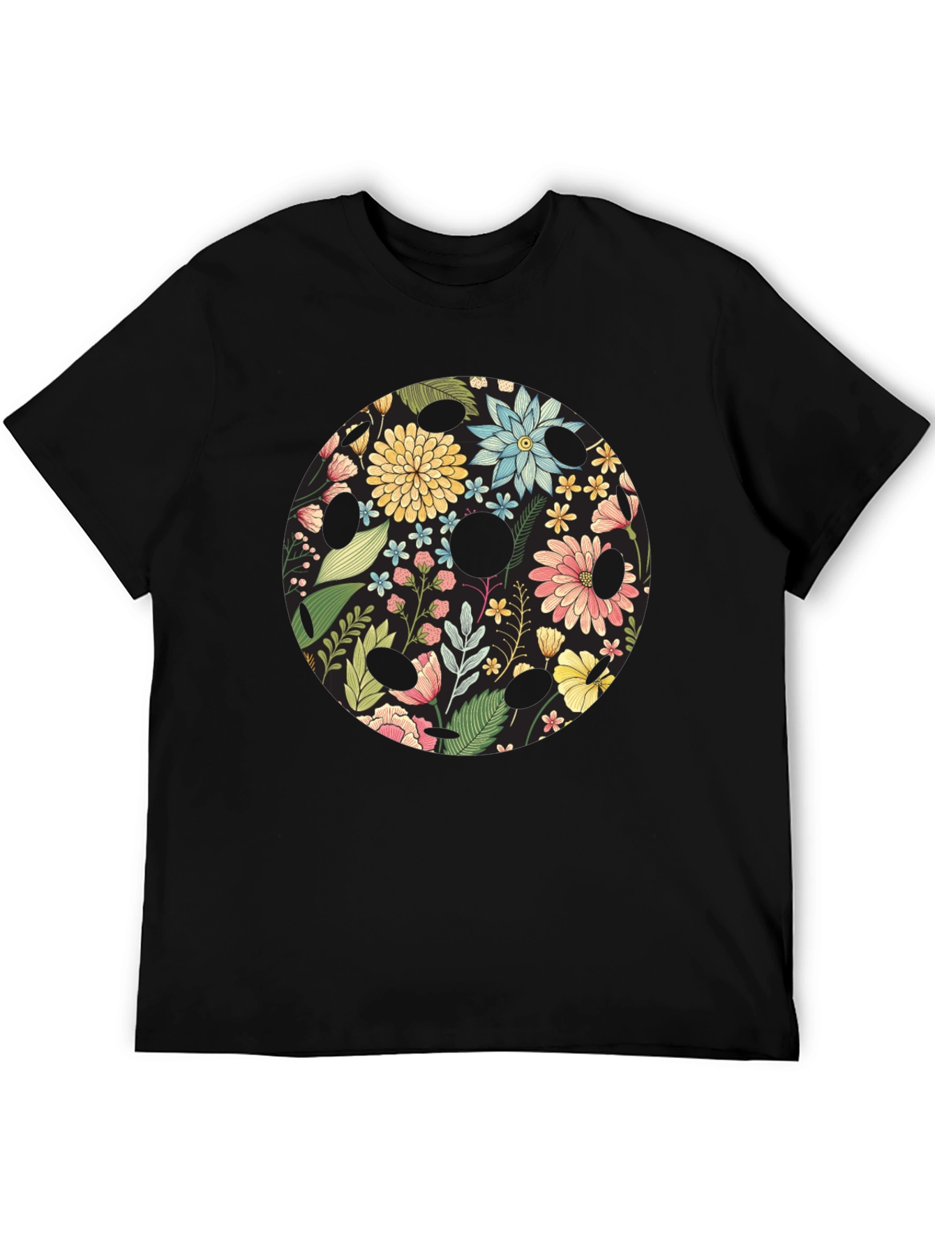 Floral Skull Black Graphic T-Shirt
