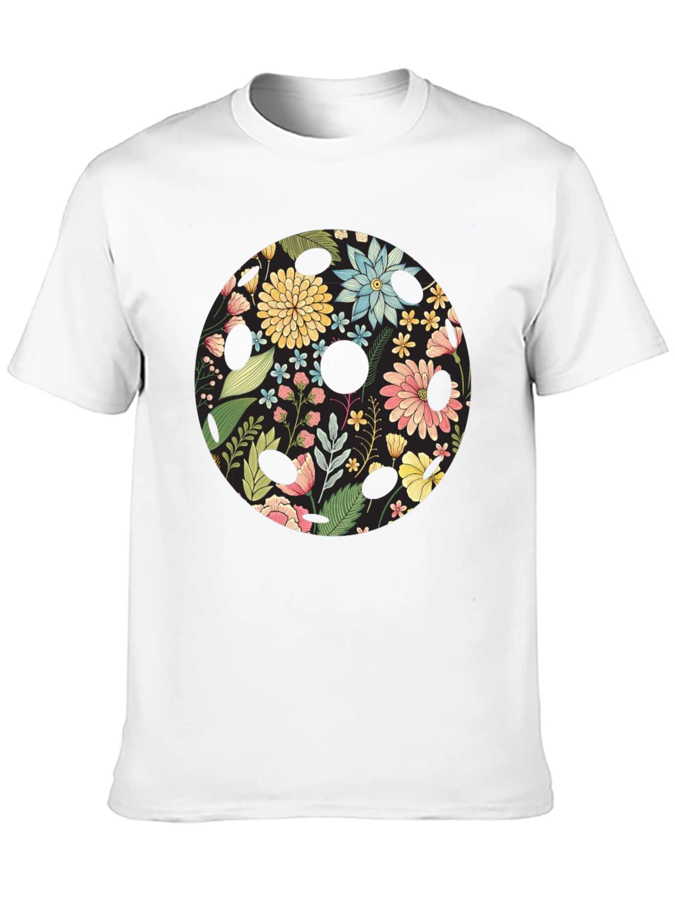 Floral Skull Black Graphic T-Shirt