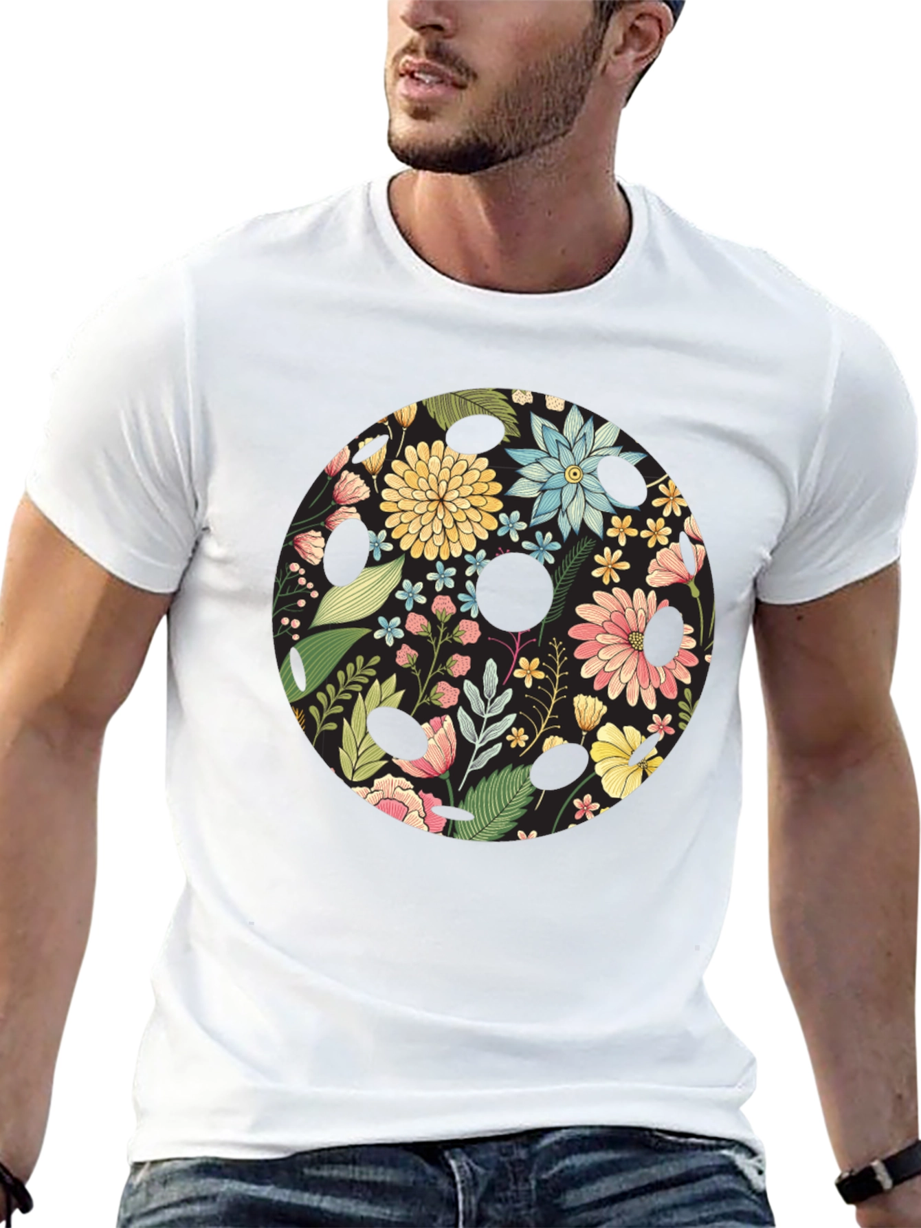 Floral Skull Black Graphic T-Shirt