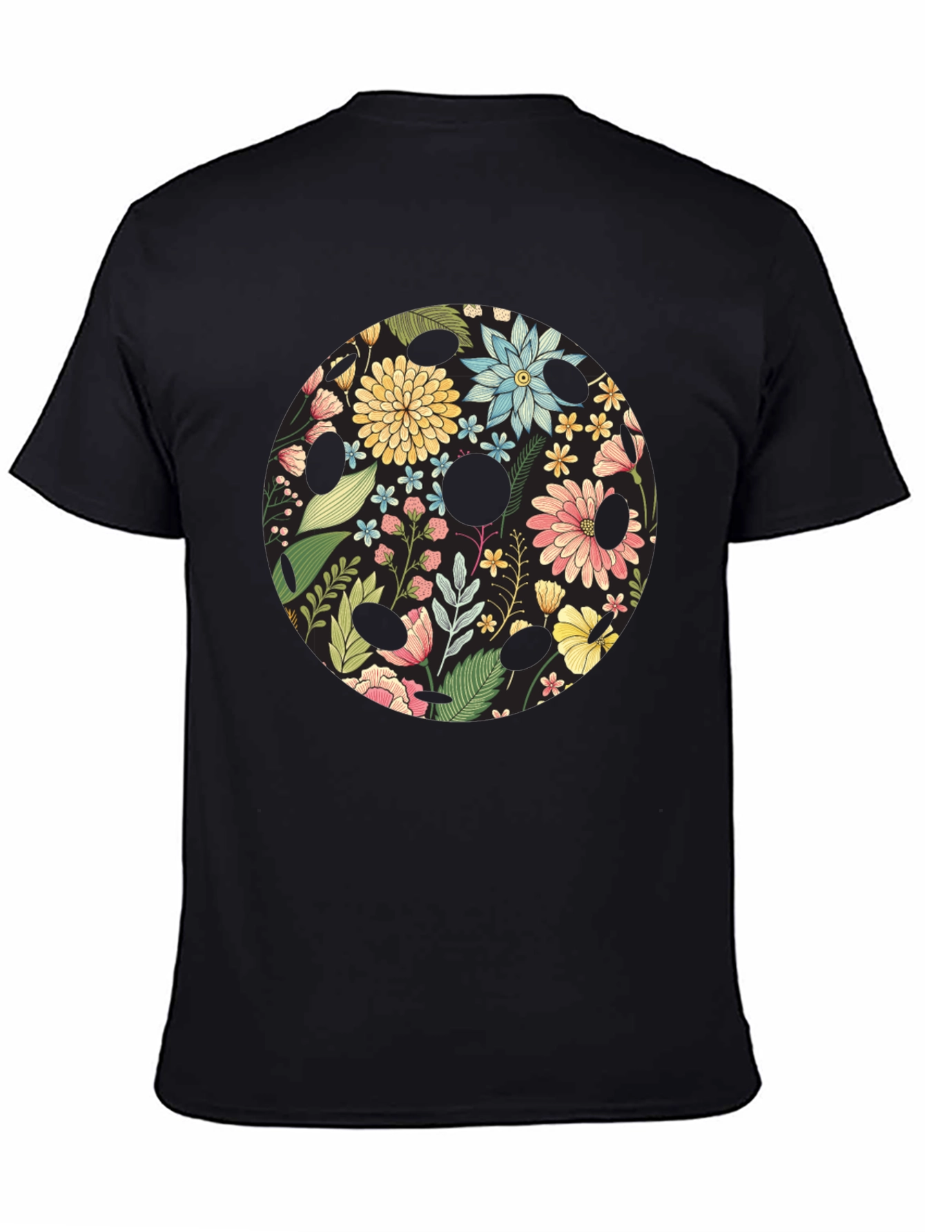 Floral Skull Black Graphic T-Shirt