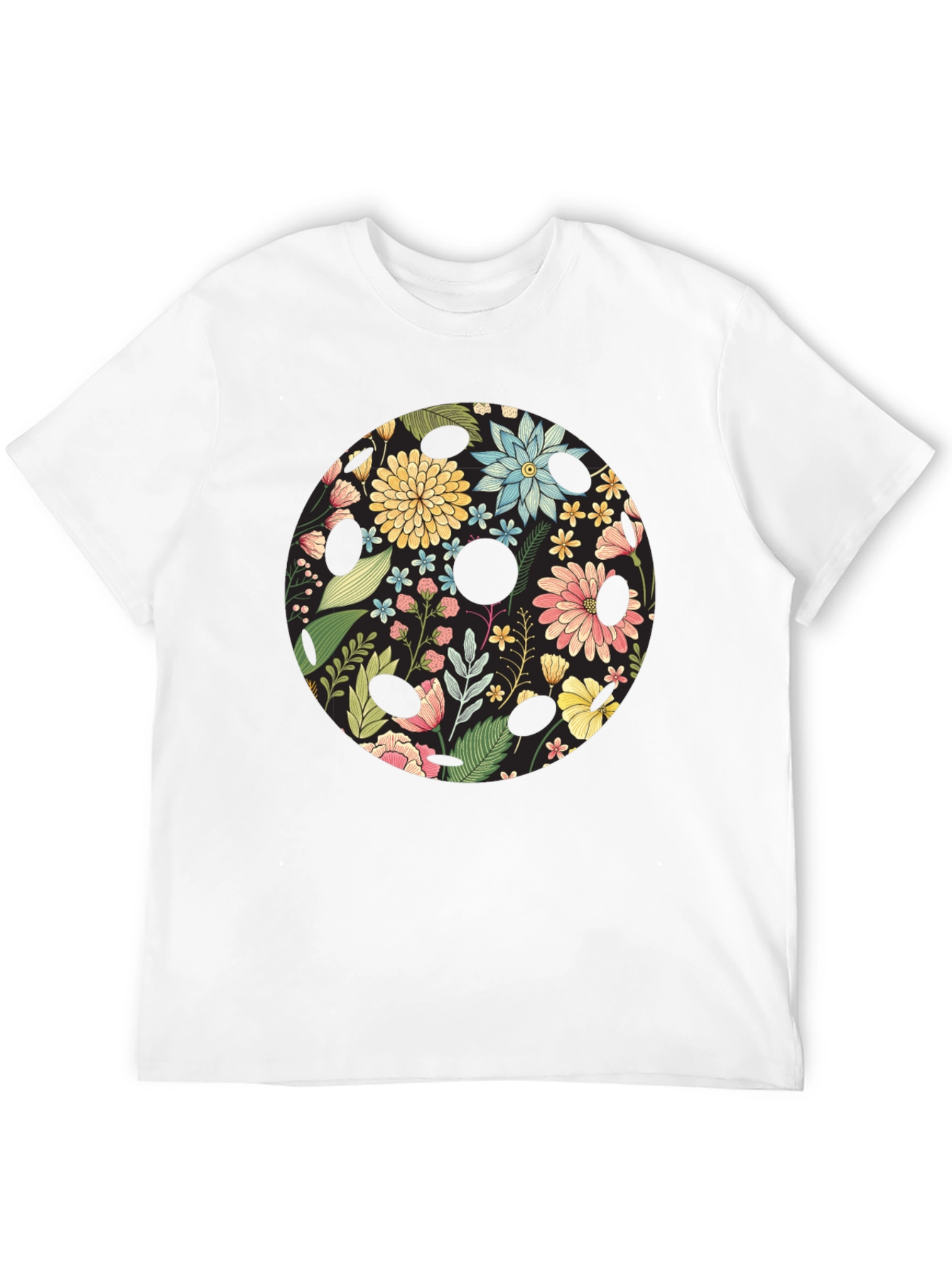 Floral Skull Black Graphic T-Shirt