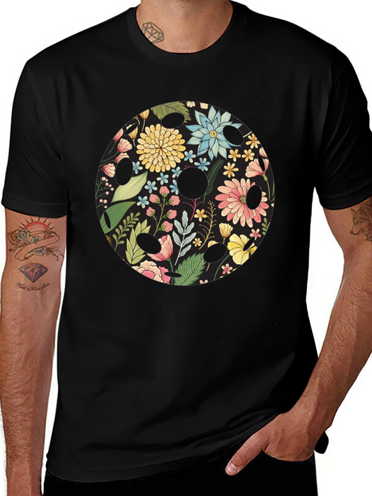 Floral Skull Black Graphic T-Shirt