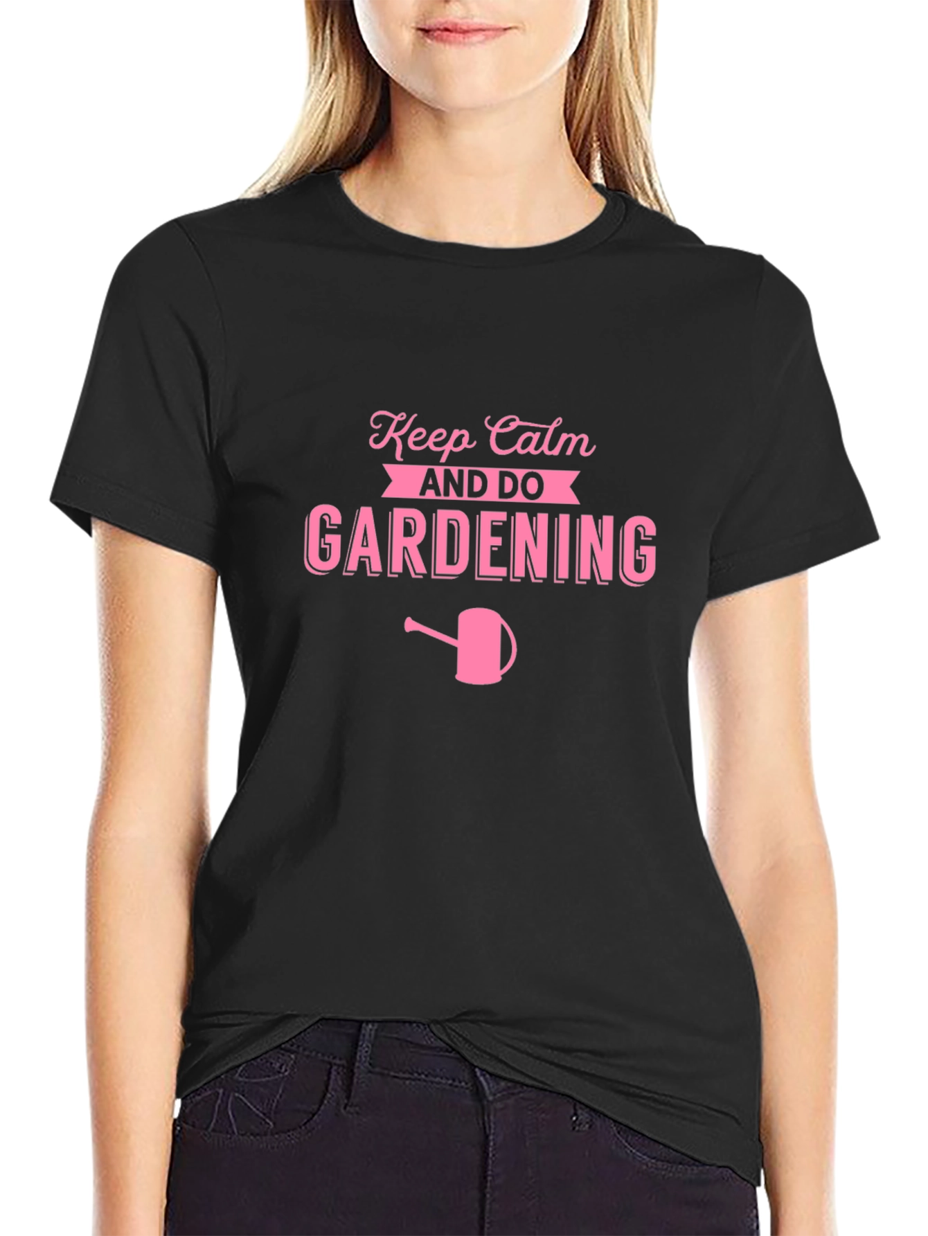 Keep Calm and Do Gardening Pink Graphic Tee