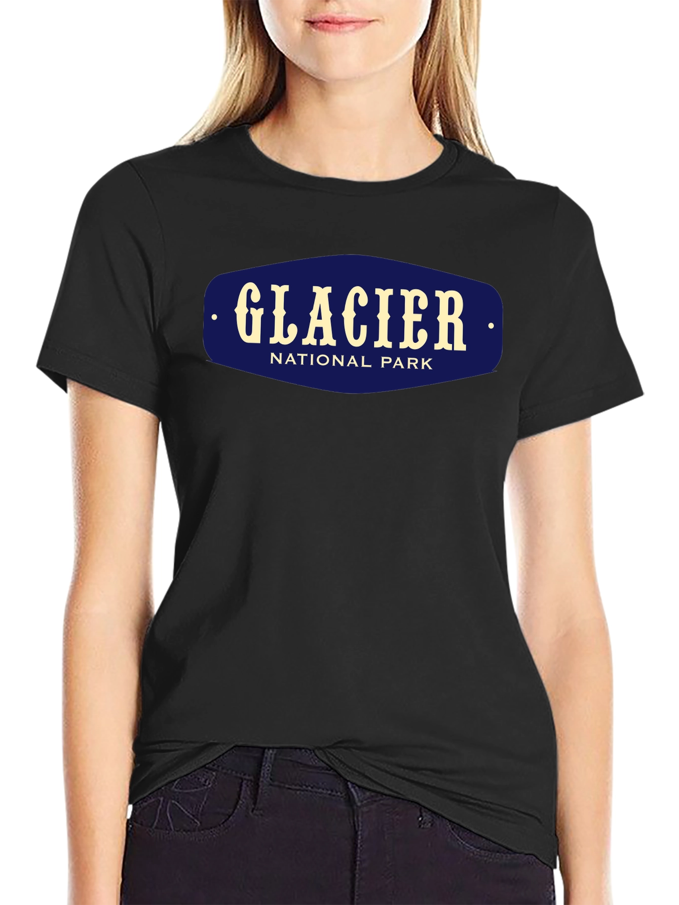 Glacier National Park Black Graphic T-Shirt