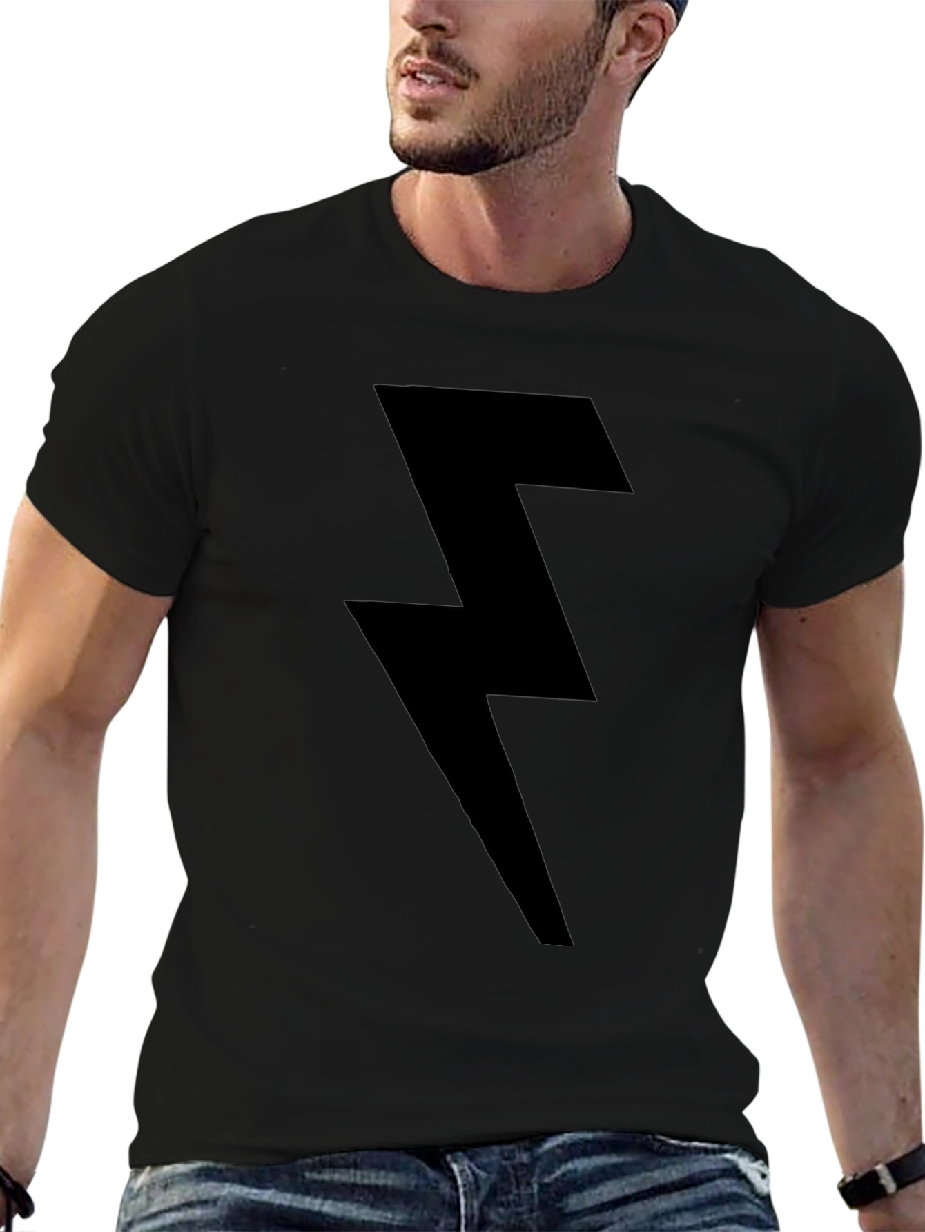 Lightning Bolt Black T-Shirt - Modern Graphic Tee