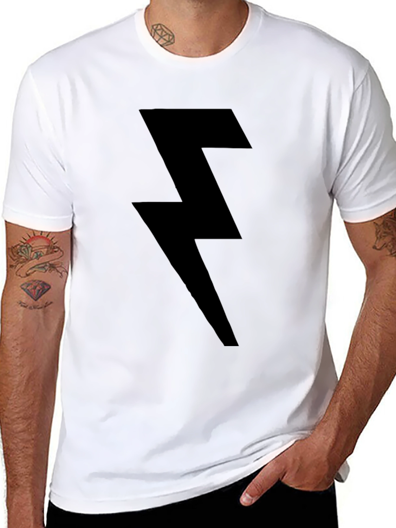 Lightning Bolt Black T-Shirt - Modern Graphic Tee