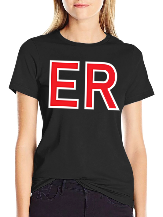 ER Black T-Shirt - Bold Red Lettering