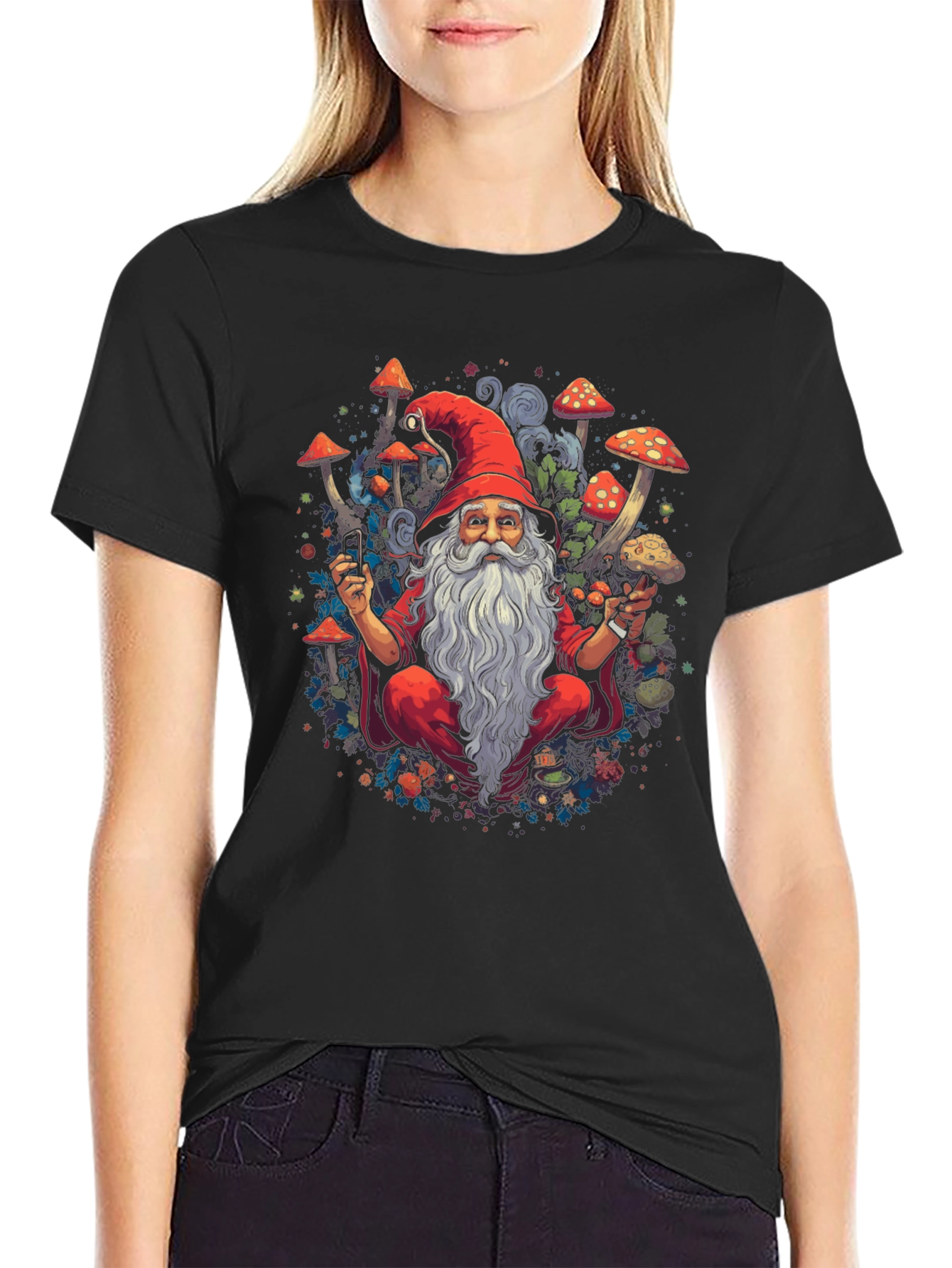 Wizard with Mushrooms Graphic Tee