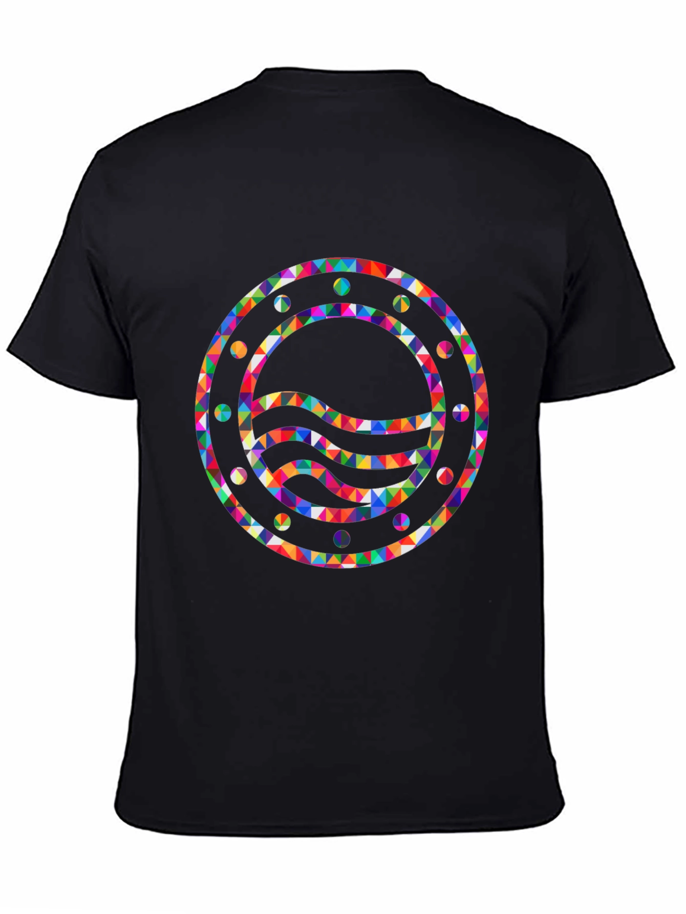 Geometric Waves Graphic Black T-Shirt