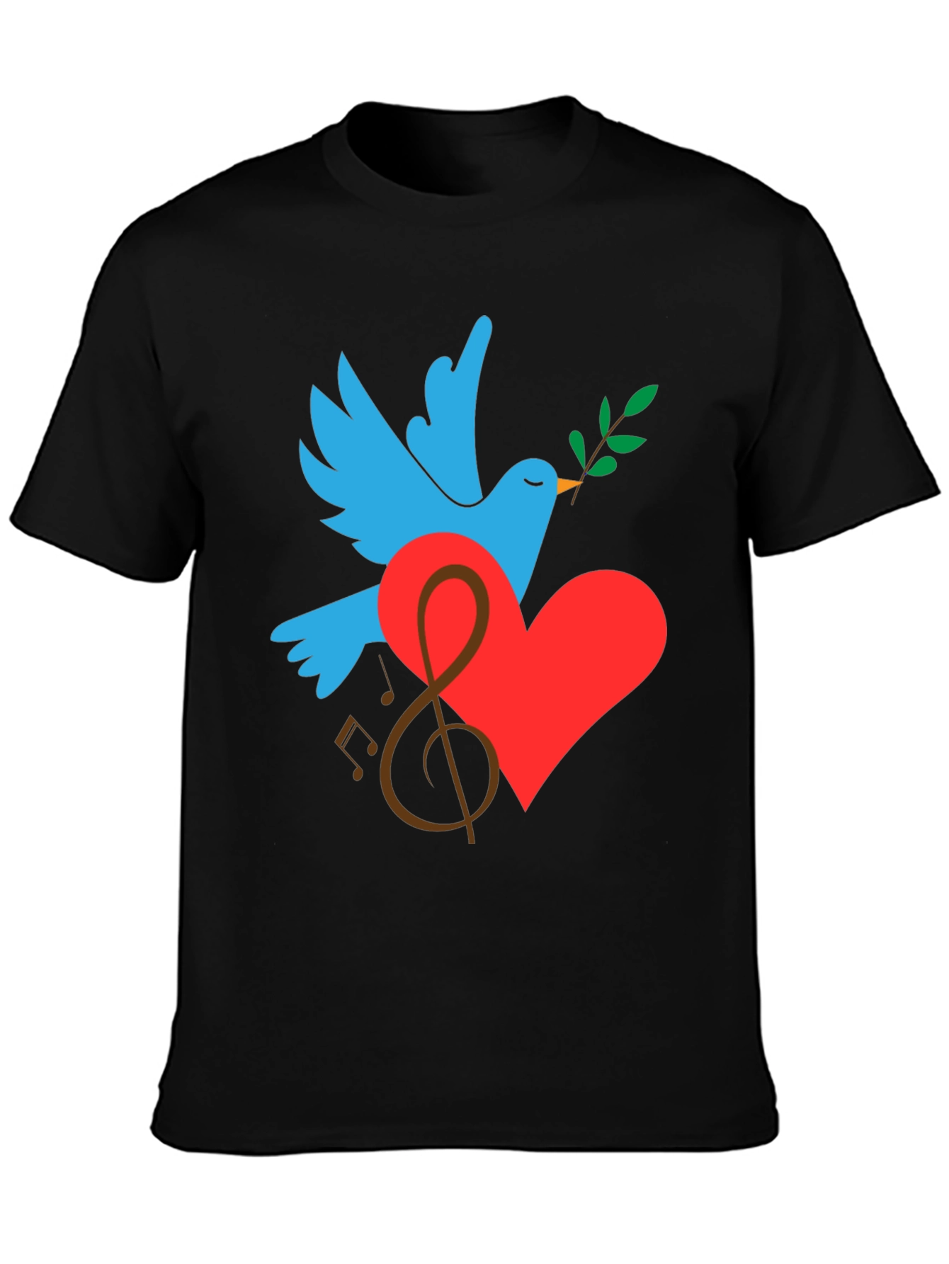 Peace Dove Graphic Print Black T-Shirt