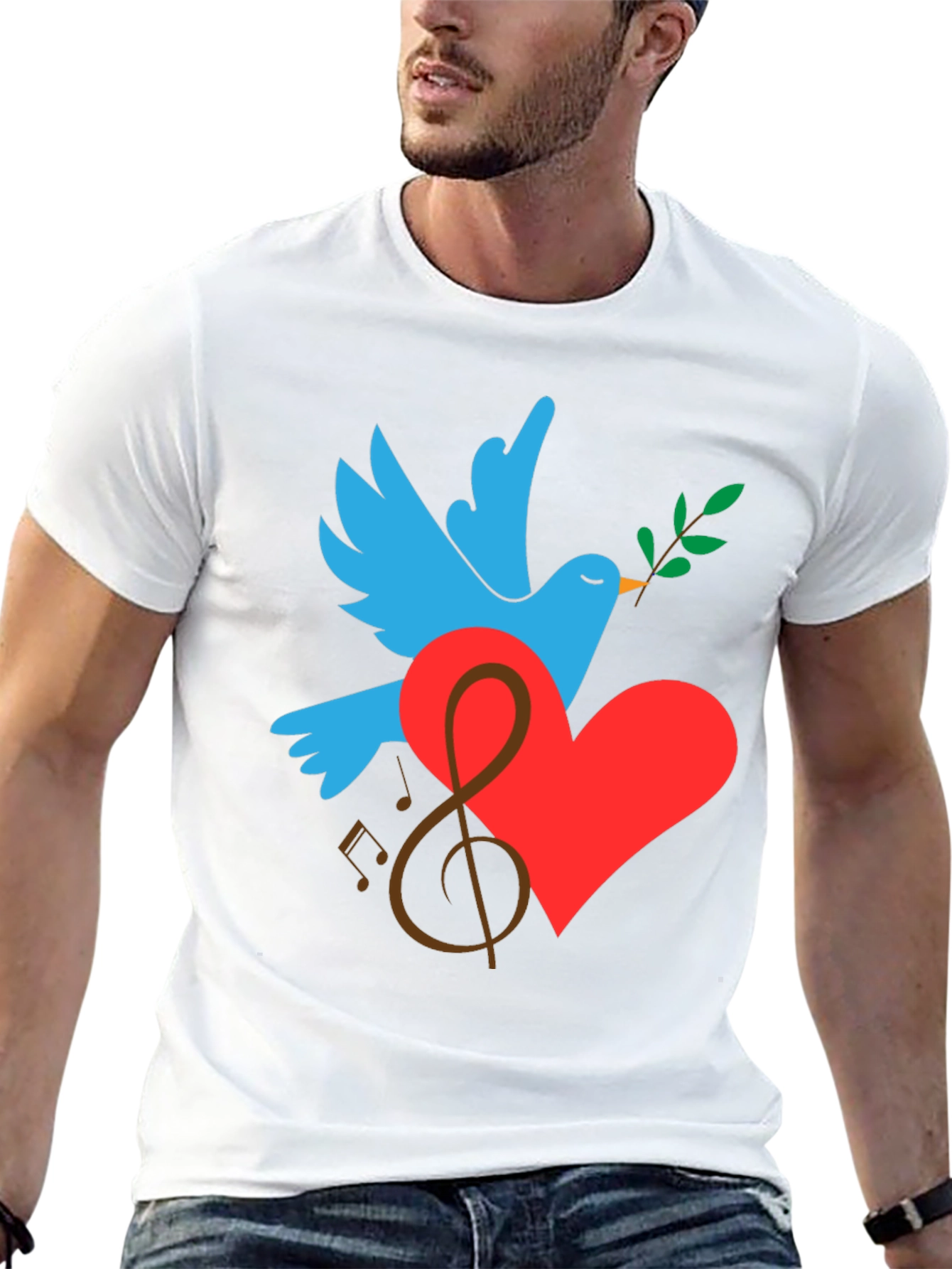 Peace Dove Graphic Print Black T-Shirt