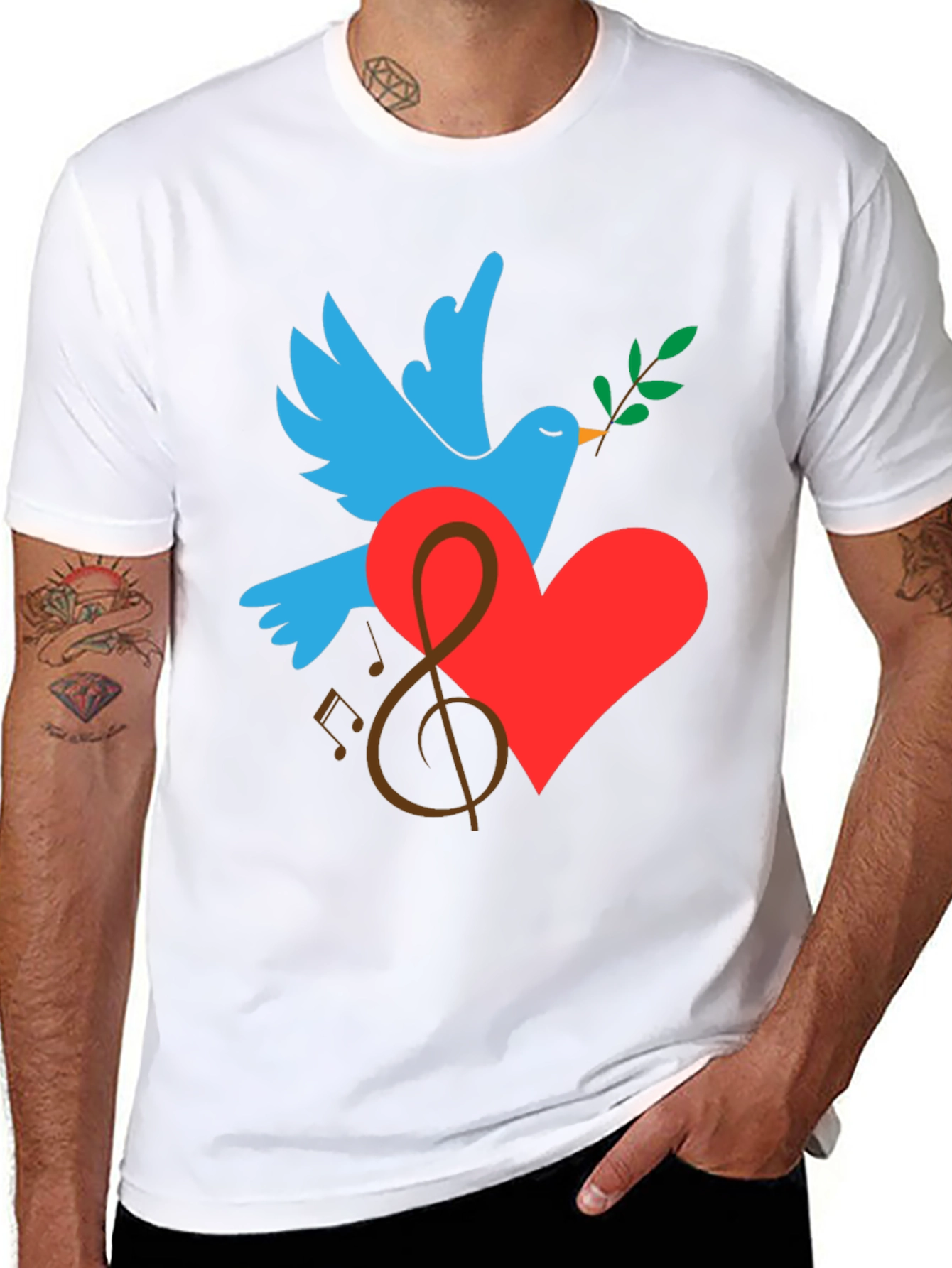 Peace Dove Graphic Print Black T-Shirt