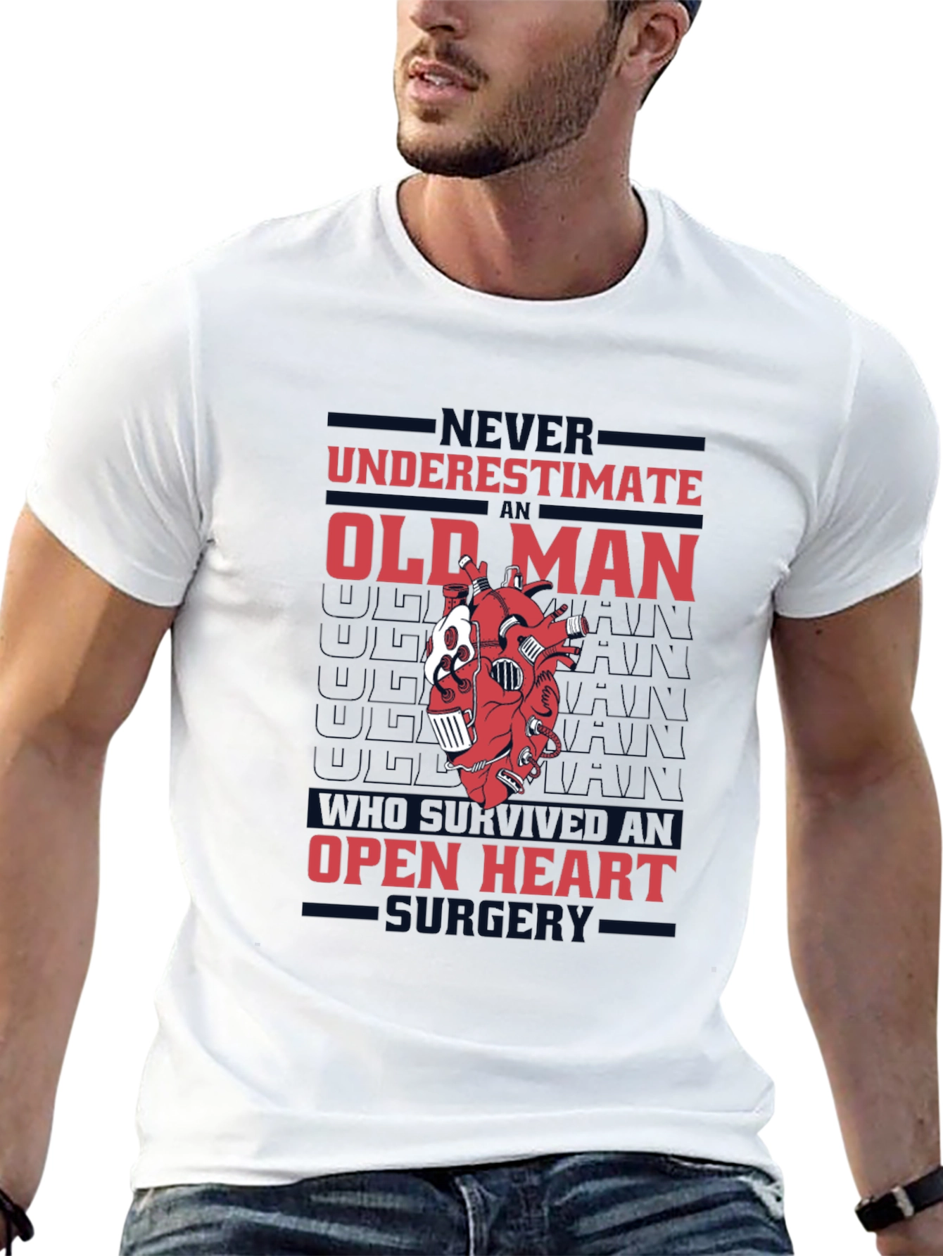 Never Underestimate an Old Man Open Heart Surgery T-Shirt