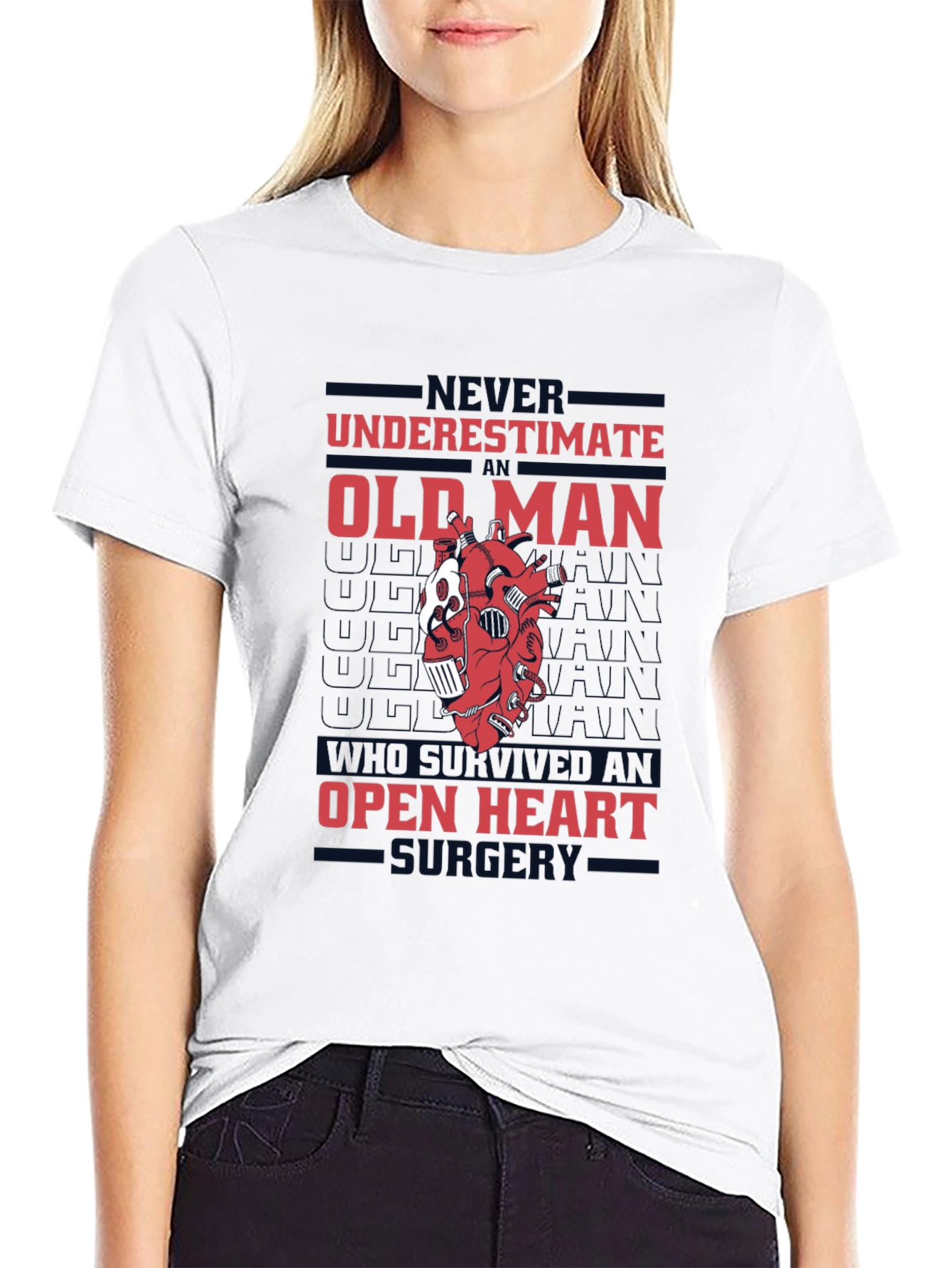 Never Underestimate an Old Man Open Heart Surgery T-Shirt
