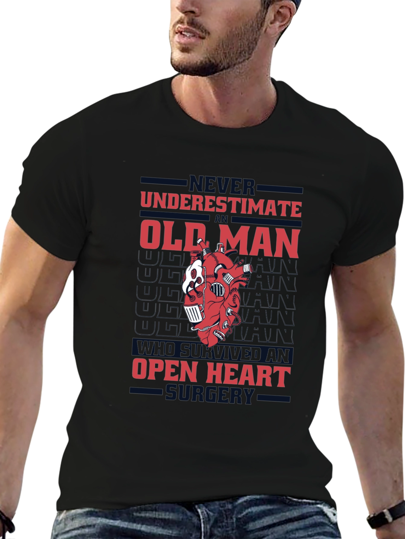 Never Underestimate an Old Man Open Heart Surgery T-Shirt