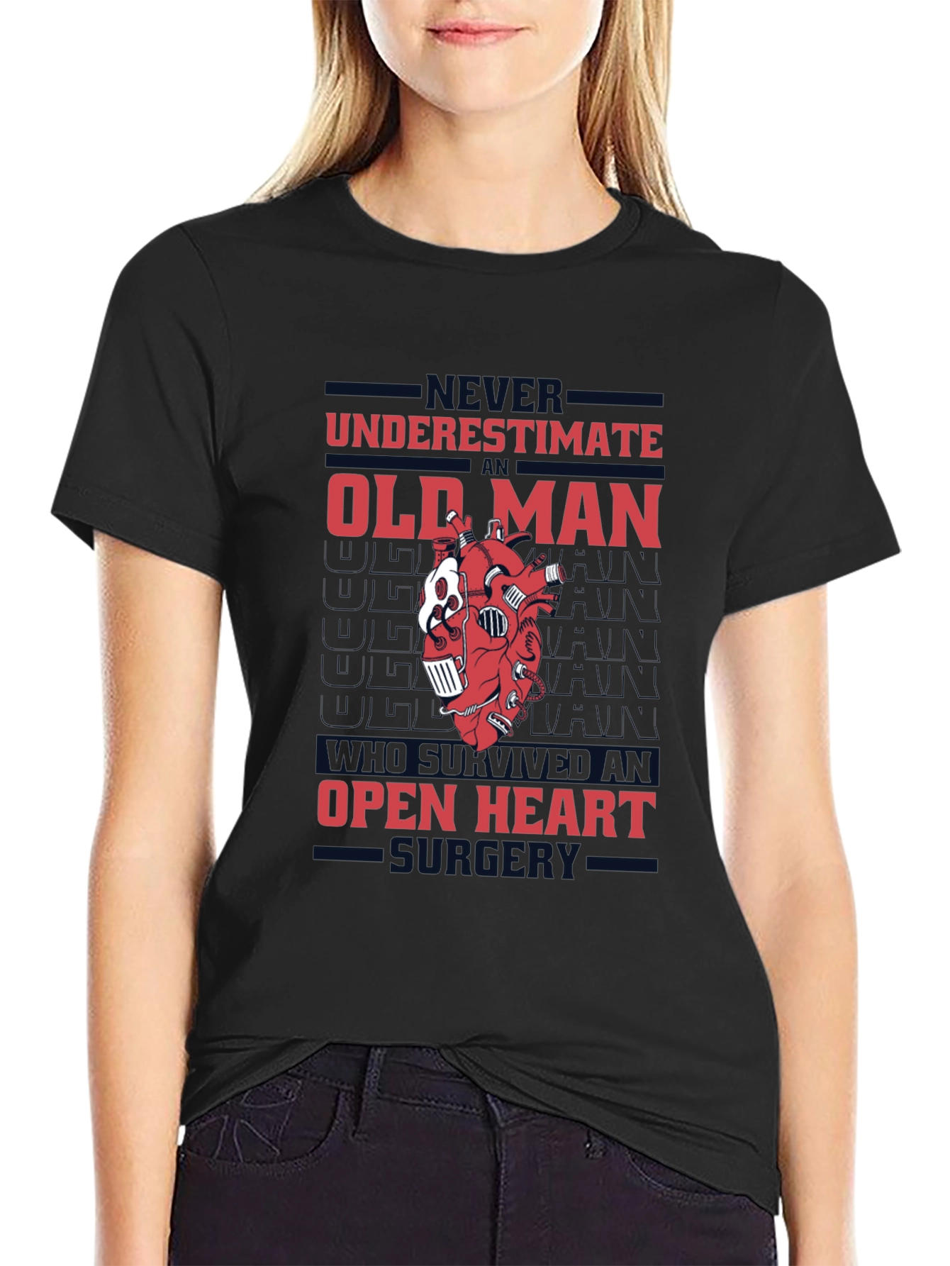 Never Underestimate an Old Man Open Heart Surgery T-Shirt