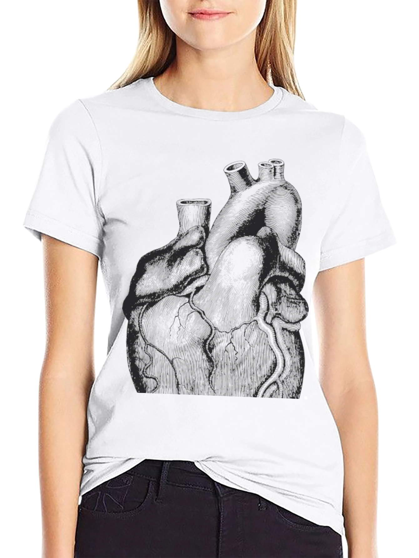 Anatomical Heart Print Black T-Shirt