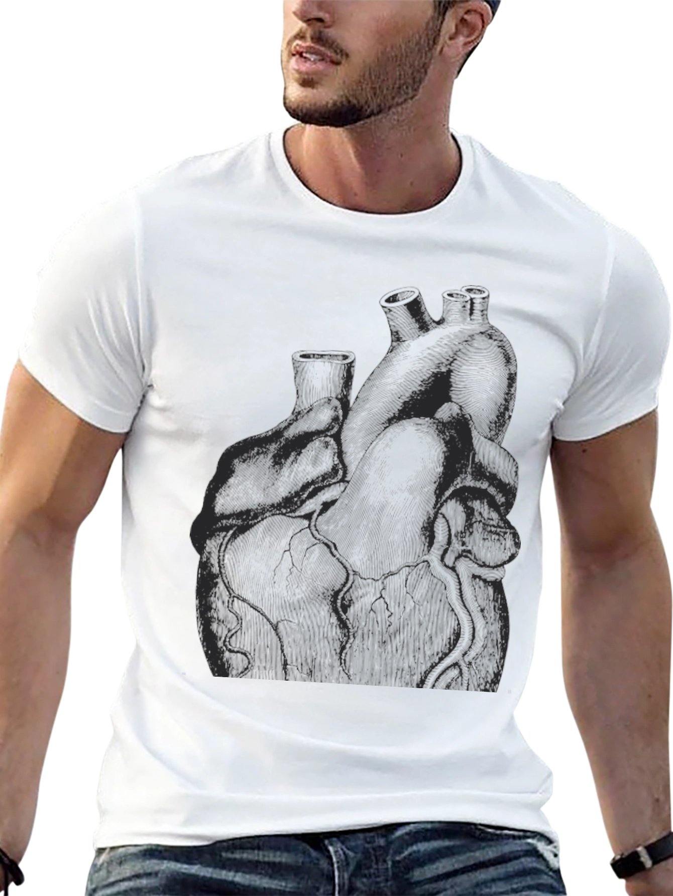 Anatomical Heart Print Black T-Shirt