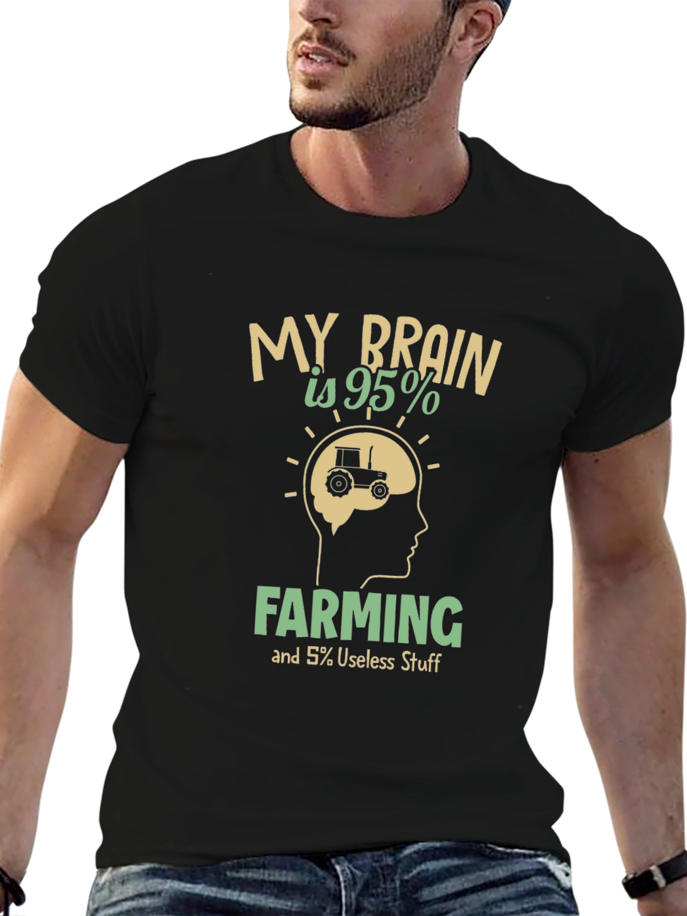 Farming Brain T-Shirt - 95% Farming Humor Tee