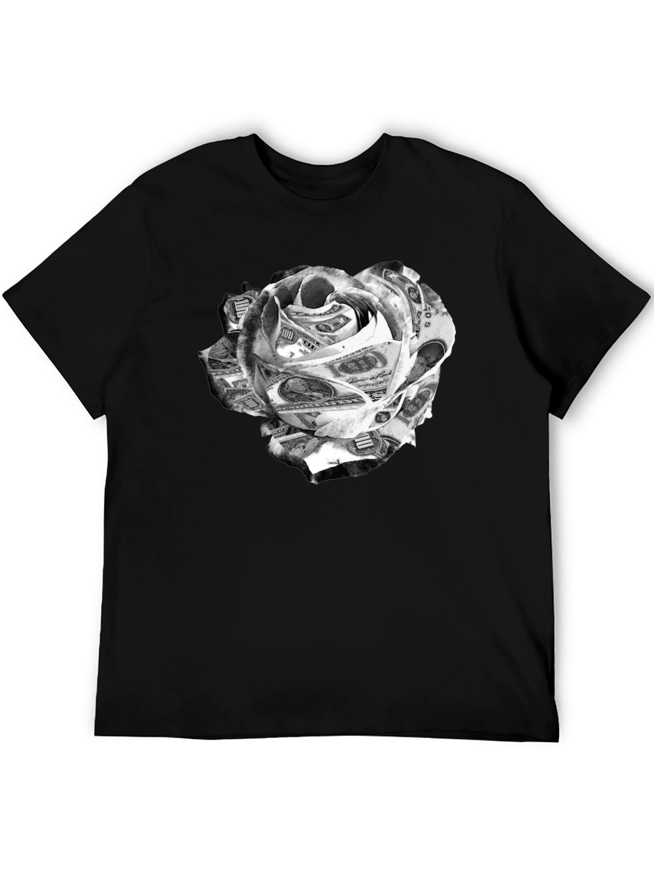 Money Rose Graphic Tee - Black Cotton
