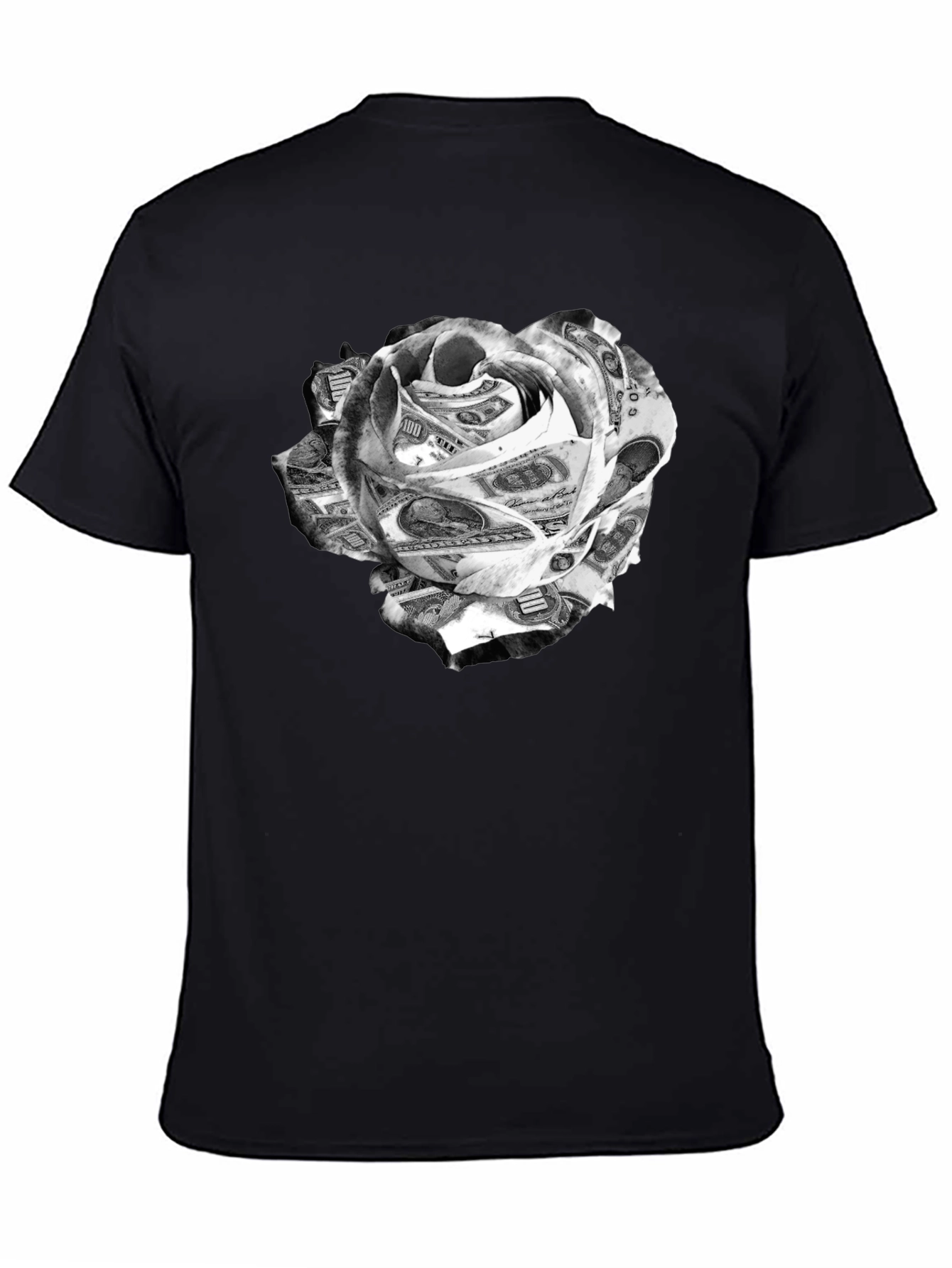 Money Rose Graphic Tee - Black Cotton