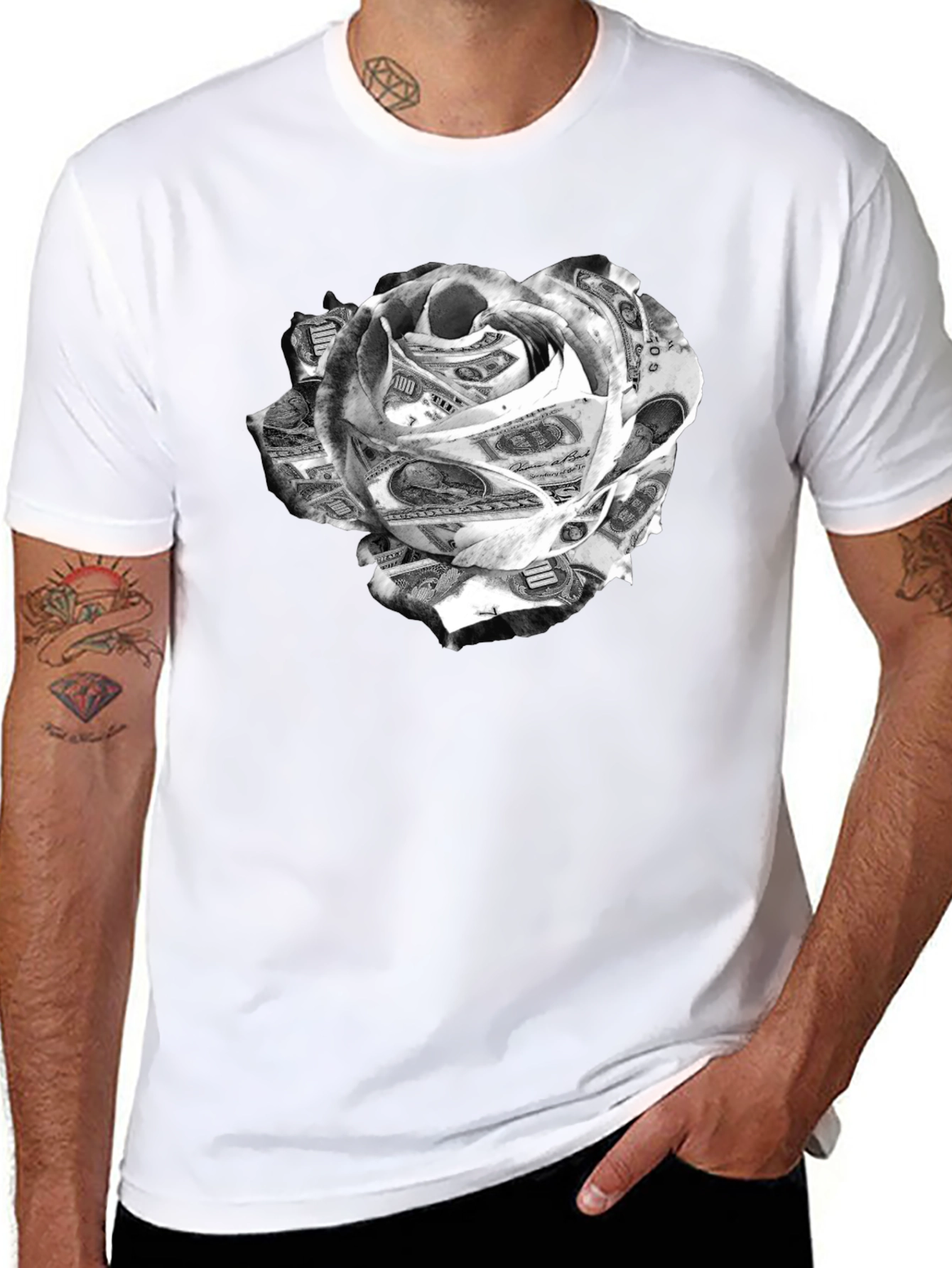 Money Rose Graphic Tee - Black Cotton
