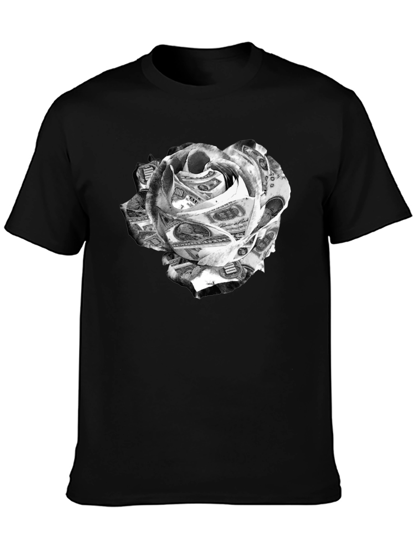 Money Rose Graphic Tee - Black Cotton
