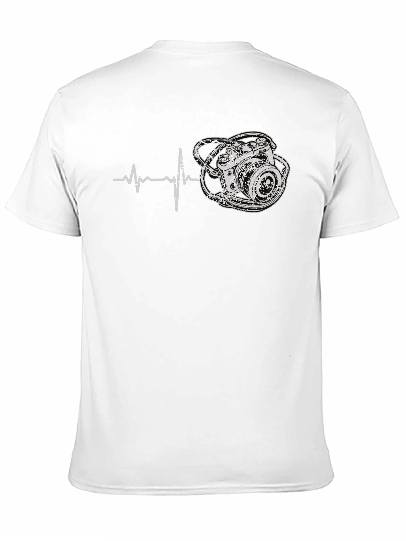 Photographer Heartbeat Graphic T-Shirt - Black