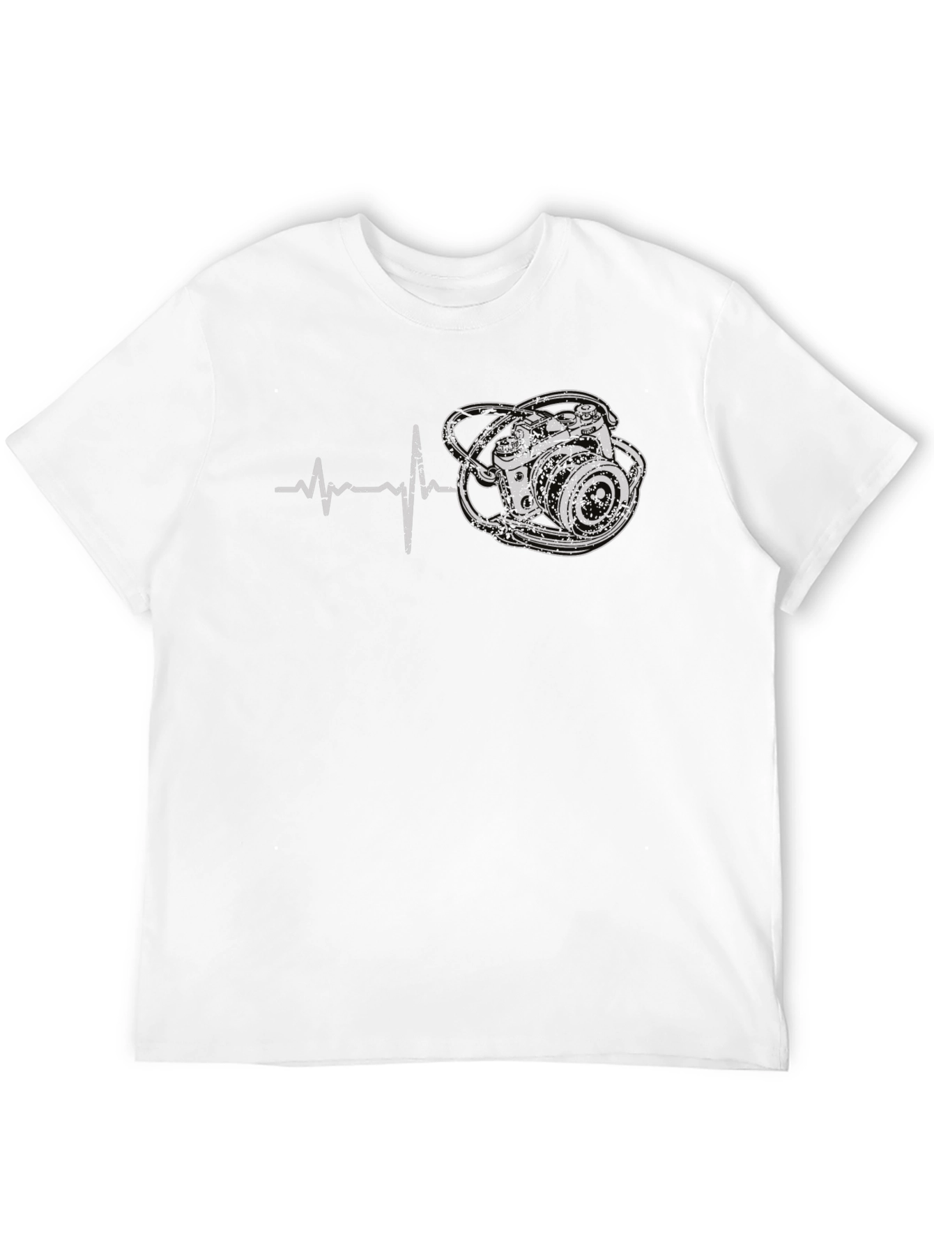 Photographer Heartbeat Graphic T-Shirt - Black