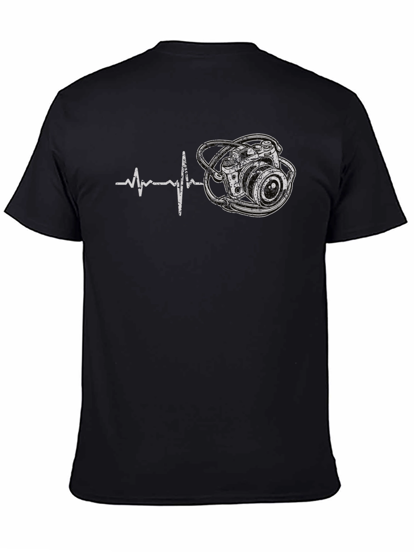 Photographer Heartbeat Graphic T-Shirt - Black