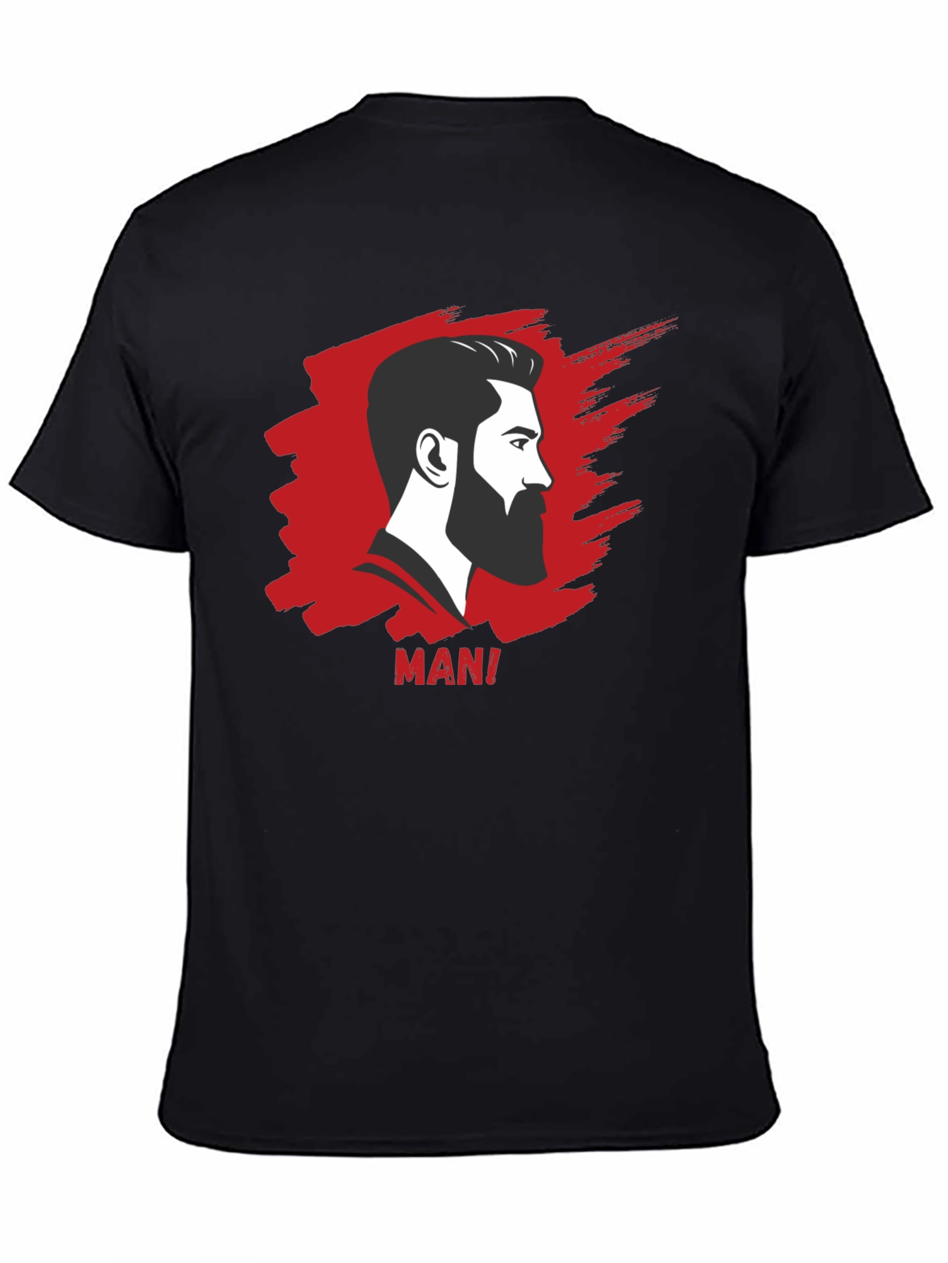 Bearded Man Graphic Tee - Cool Black T-Shirt