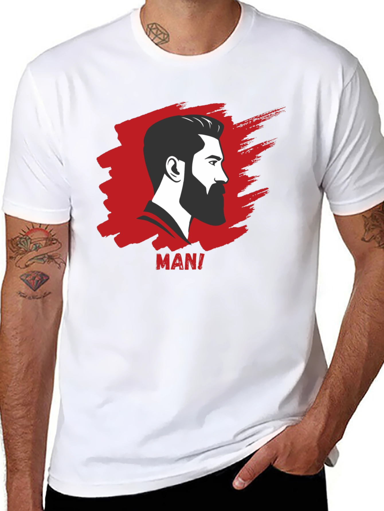 Bearded Man Graphic Tee - Cool Black T-Shirt