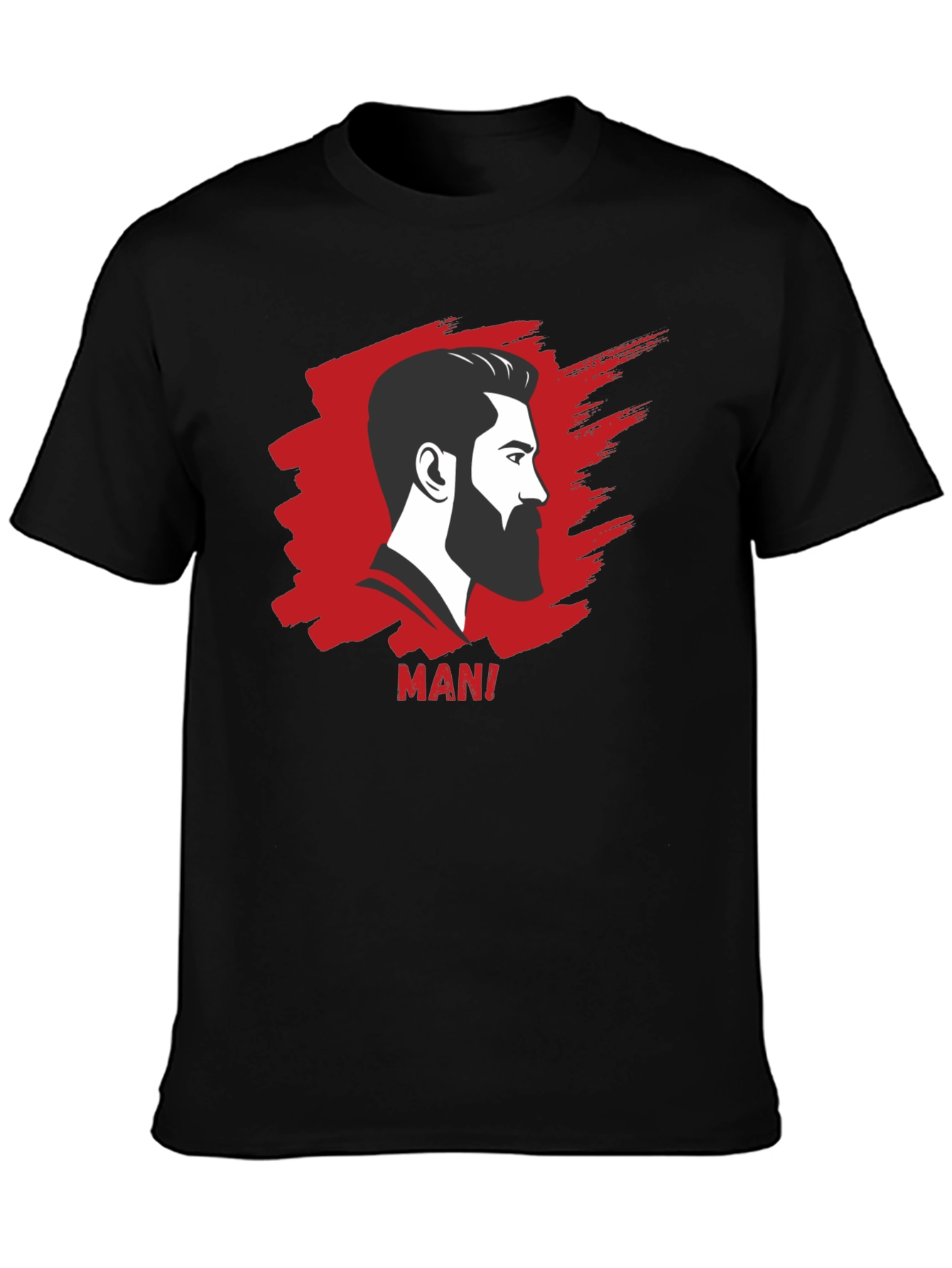 Bearded Man Graphic Tee - Cool Black T-Shirt