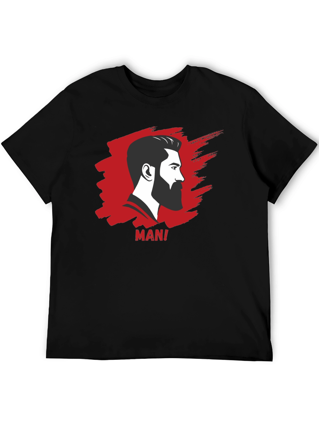 Bearded Man Graphic Tee - Cool Black T-Shirt