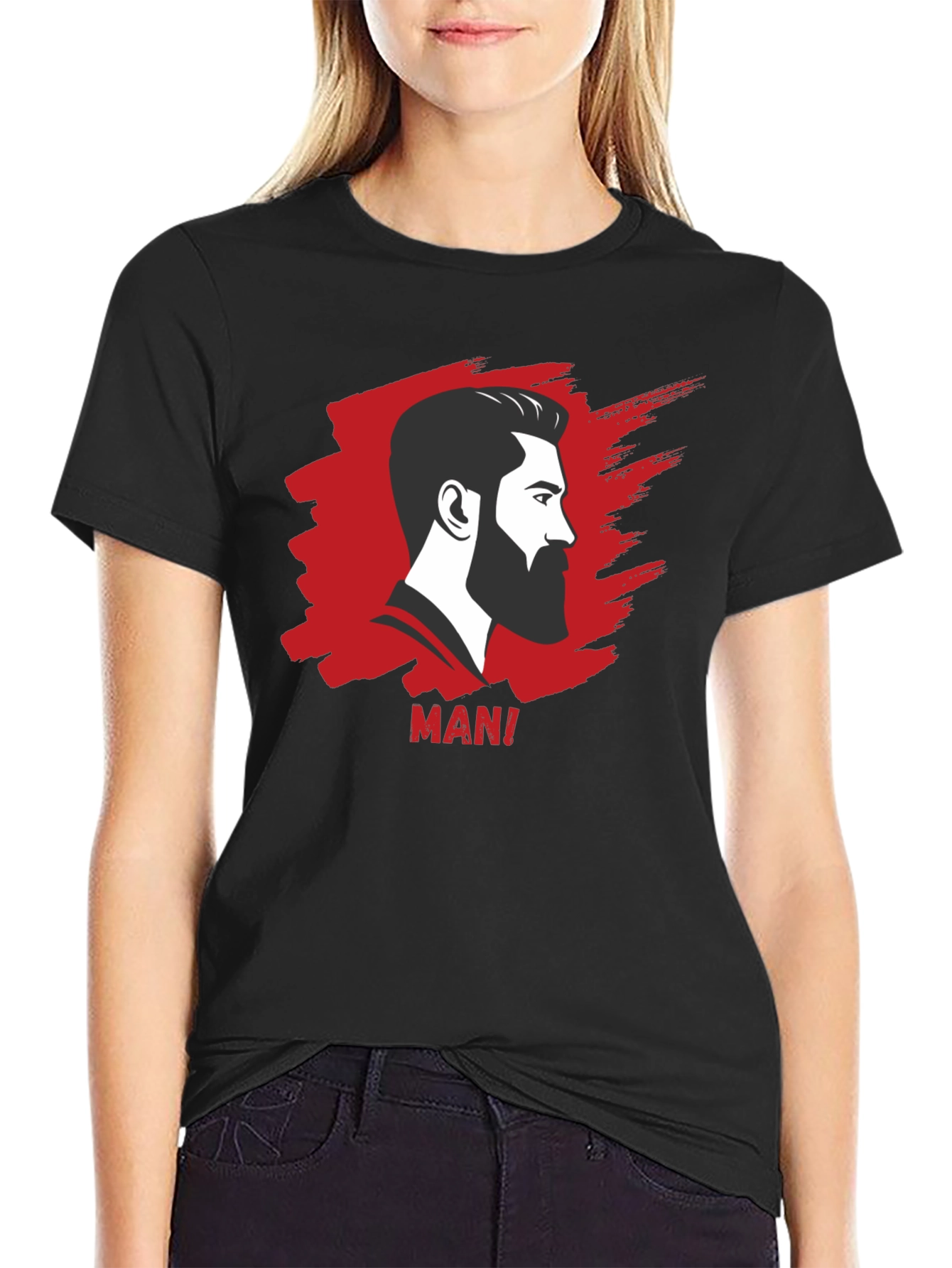 Bearded Man Graphic Tee - Cool Black T-Shirt