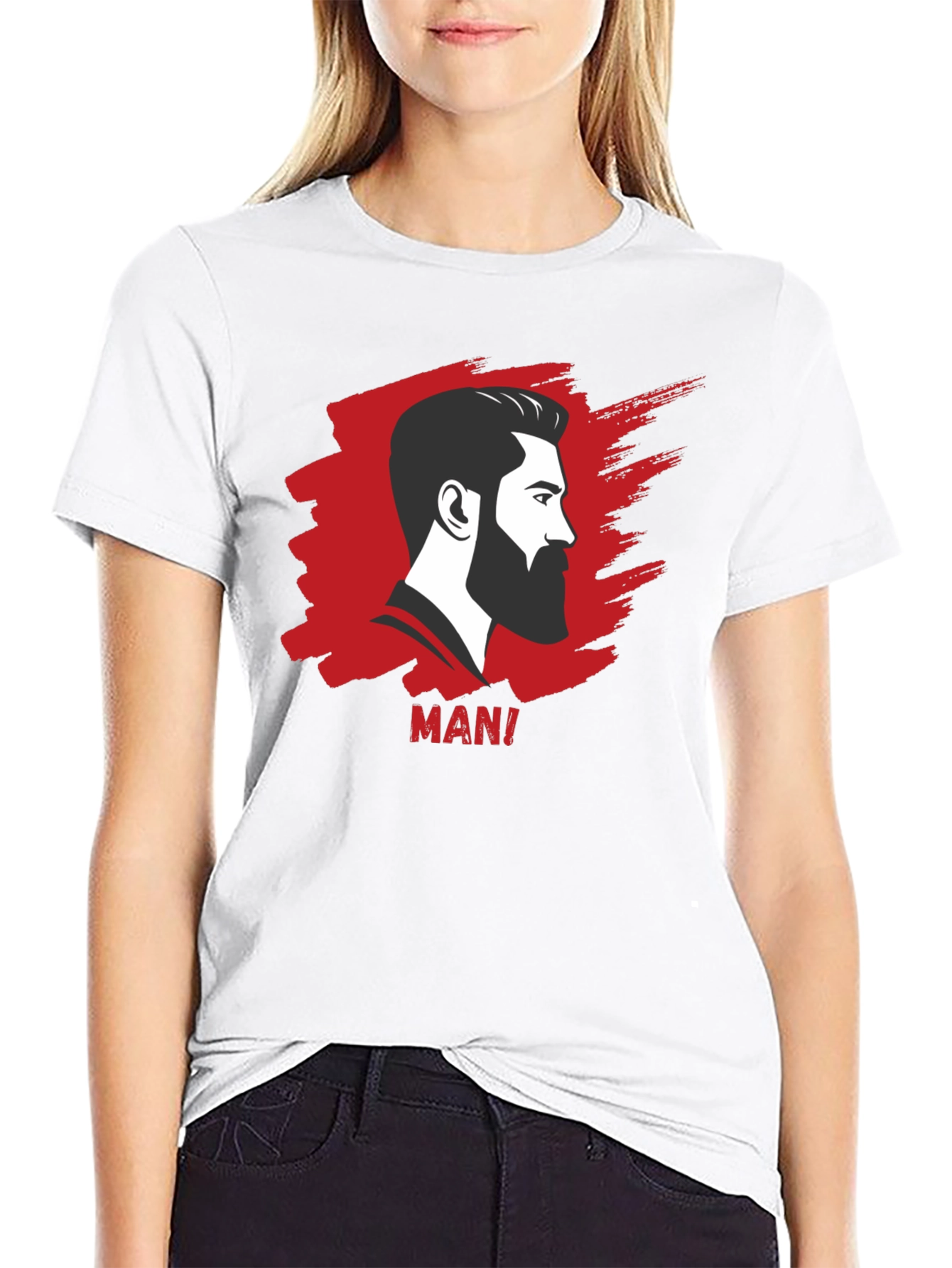 Bearded Man Graphic Tee - Cool Black T-Shirt