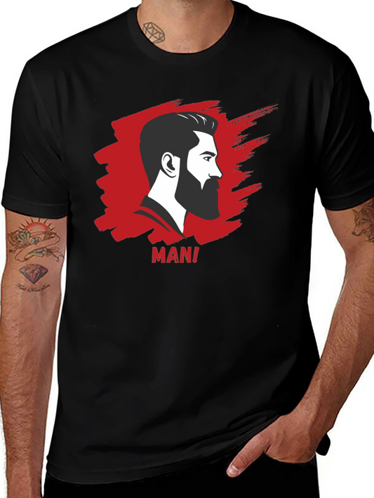 Bearded Man Graphic Tee - Cool Black T-Shirt