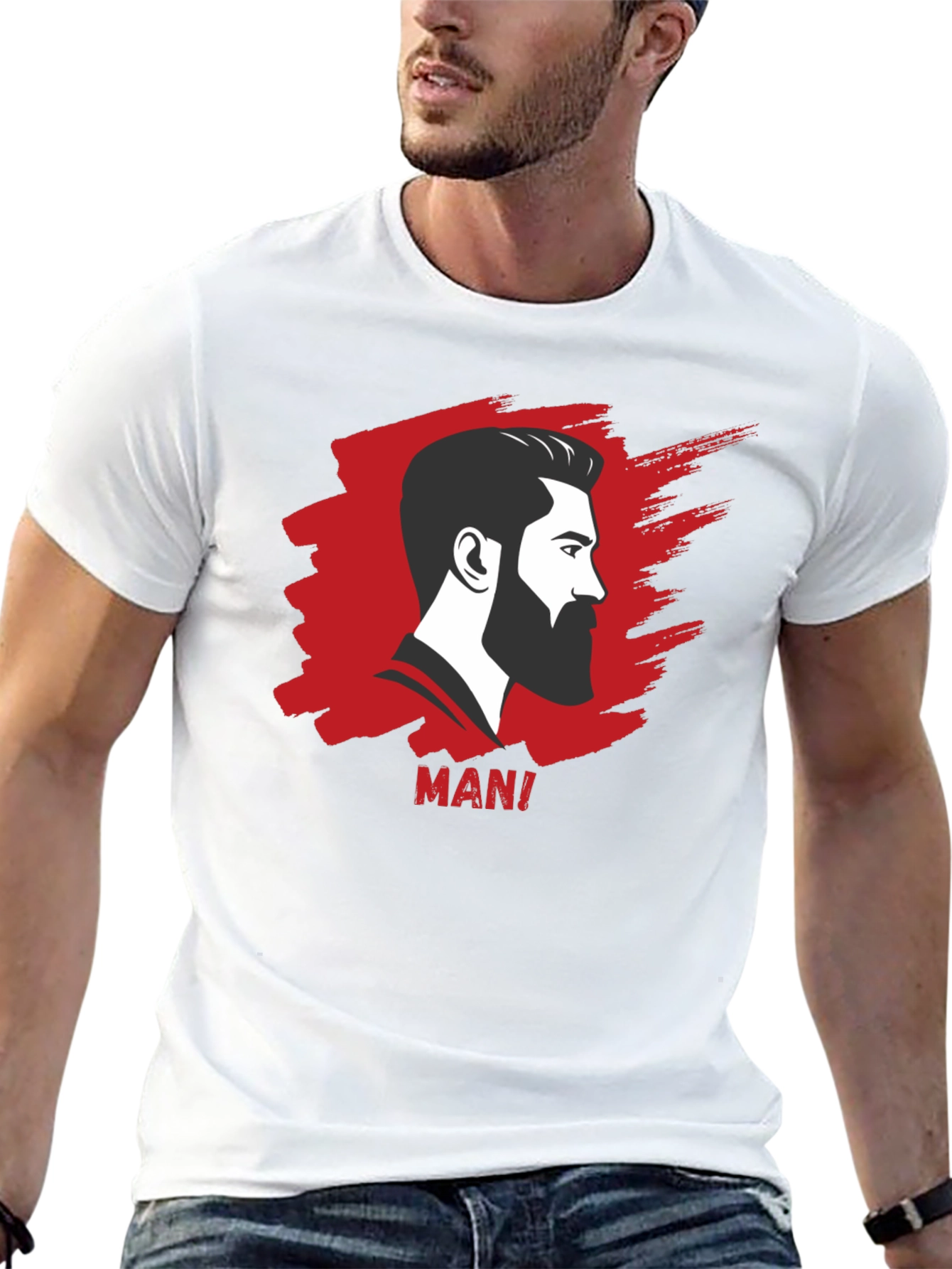 Bearded Man Graphic Tee - Cool Black T-Shirt