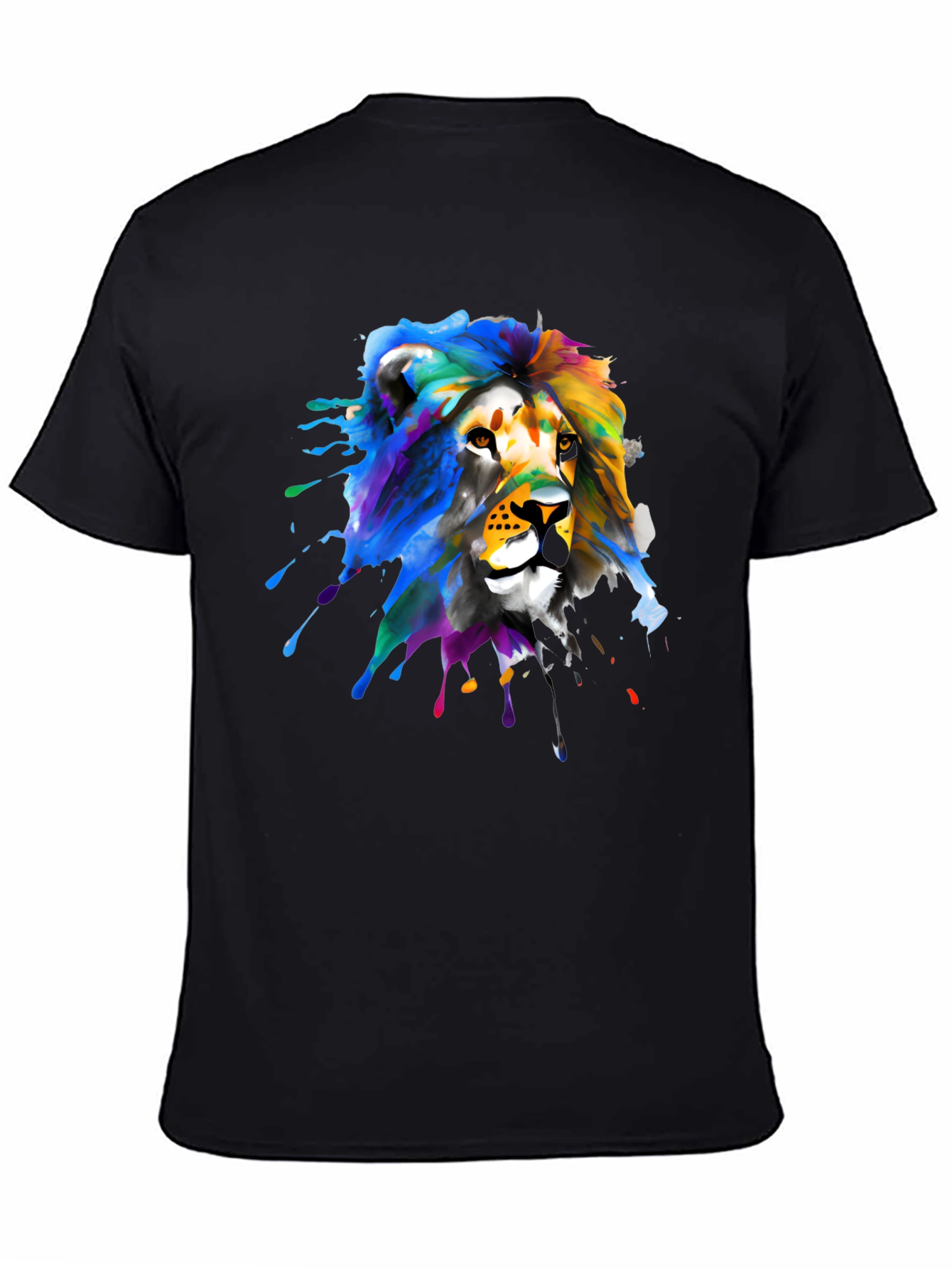 Lion Splatter Graphic Black T-Shirt