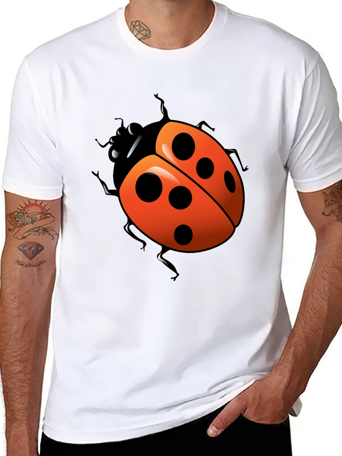 Ladybug Graphic T-Shirt - Casual Black Tee