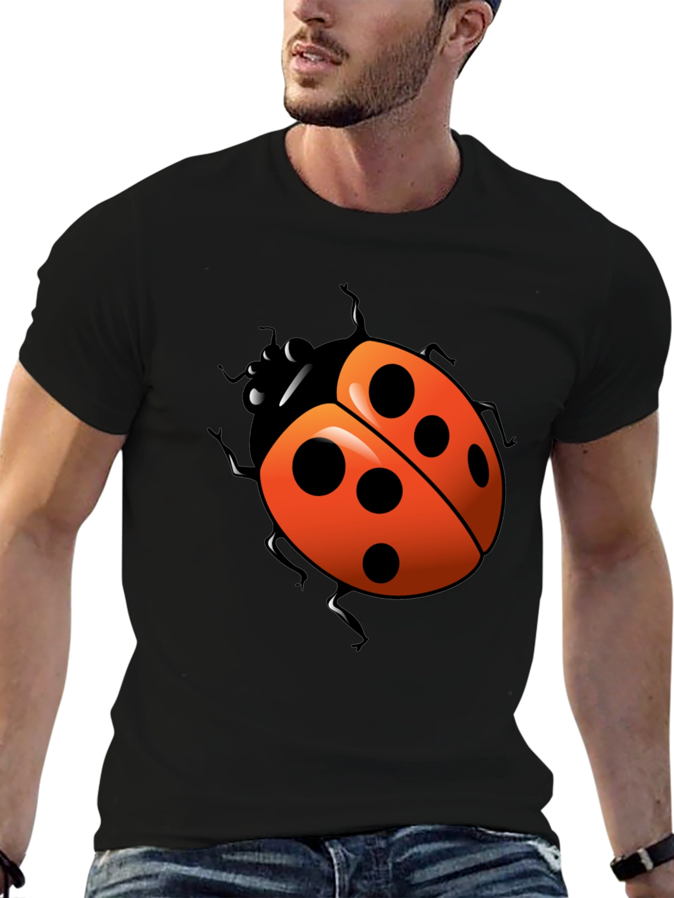 Ladybug Graphic T-Shirt - Casual Black Tee