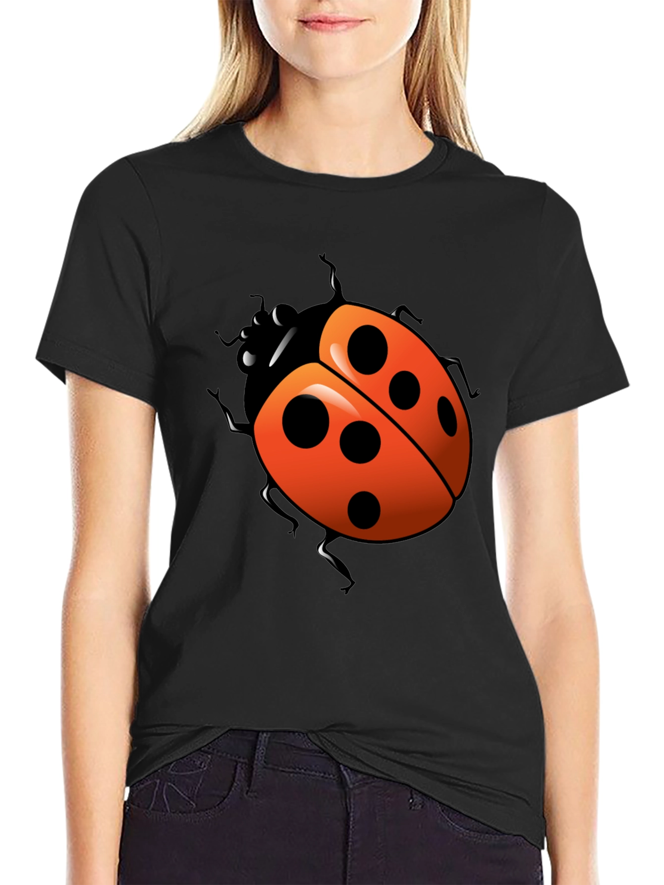 Ladybug Graphic T-Shirt - Casual Black Tee