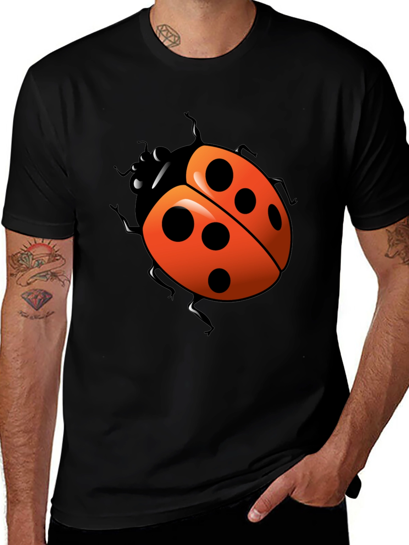 Ladybug Graphic T-Shirt - Casual Black Tee