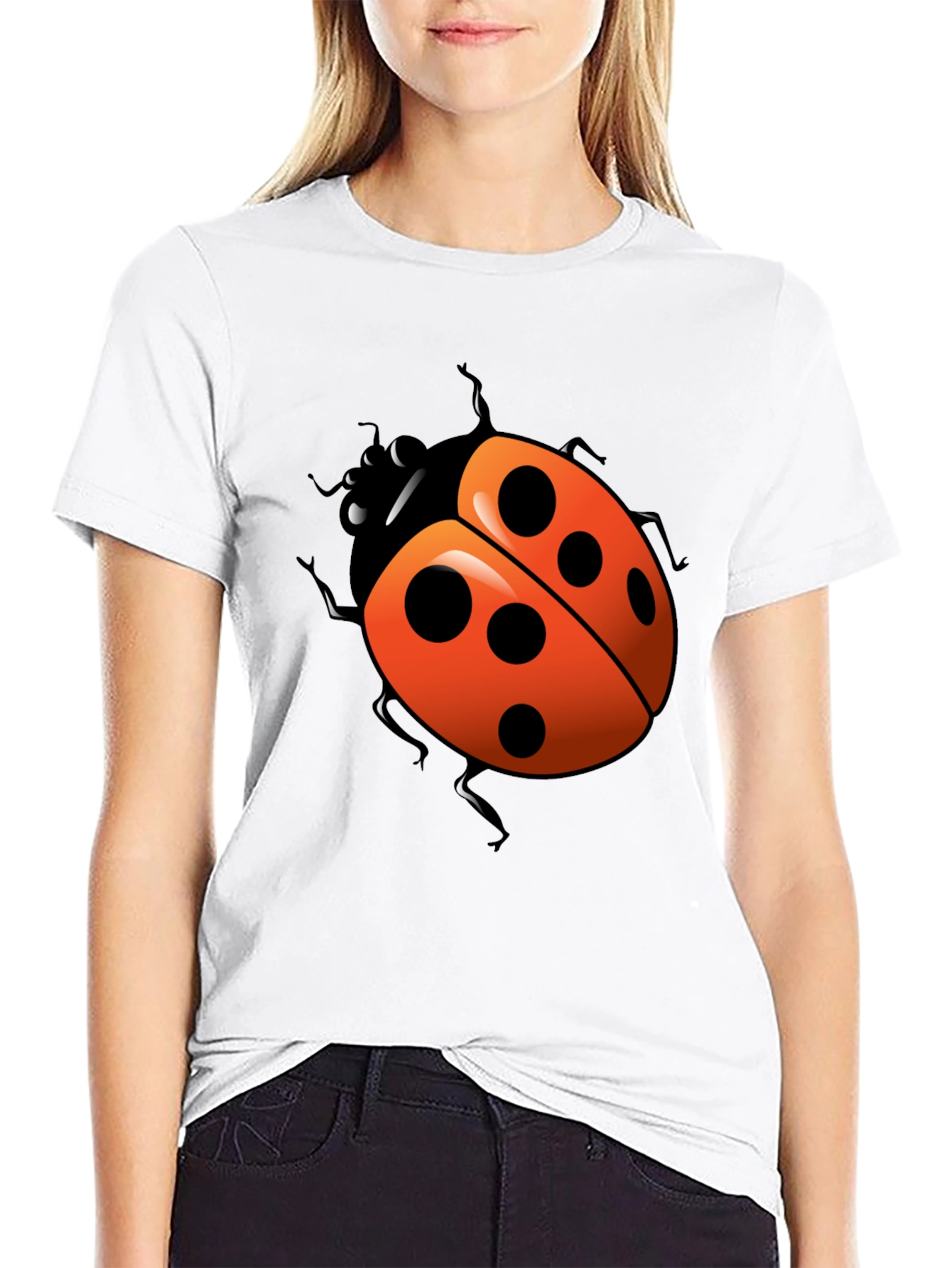 Ladybug Graphic T-Shirt - Casual Black Tee