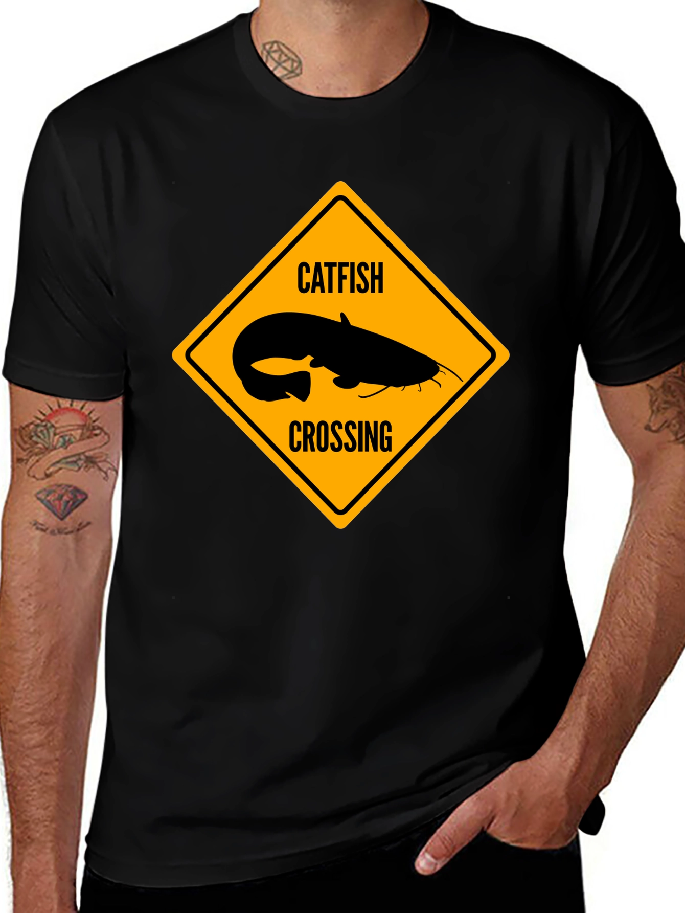 Catfish Crossing Graphic T-Shirt - Black